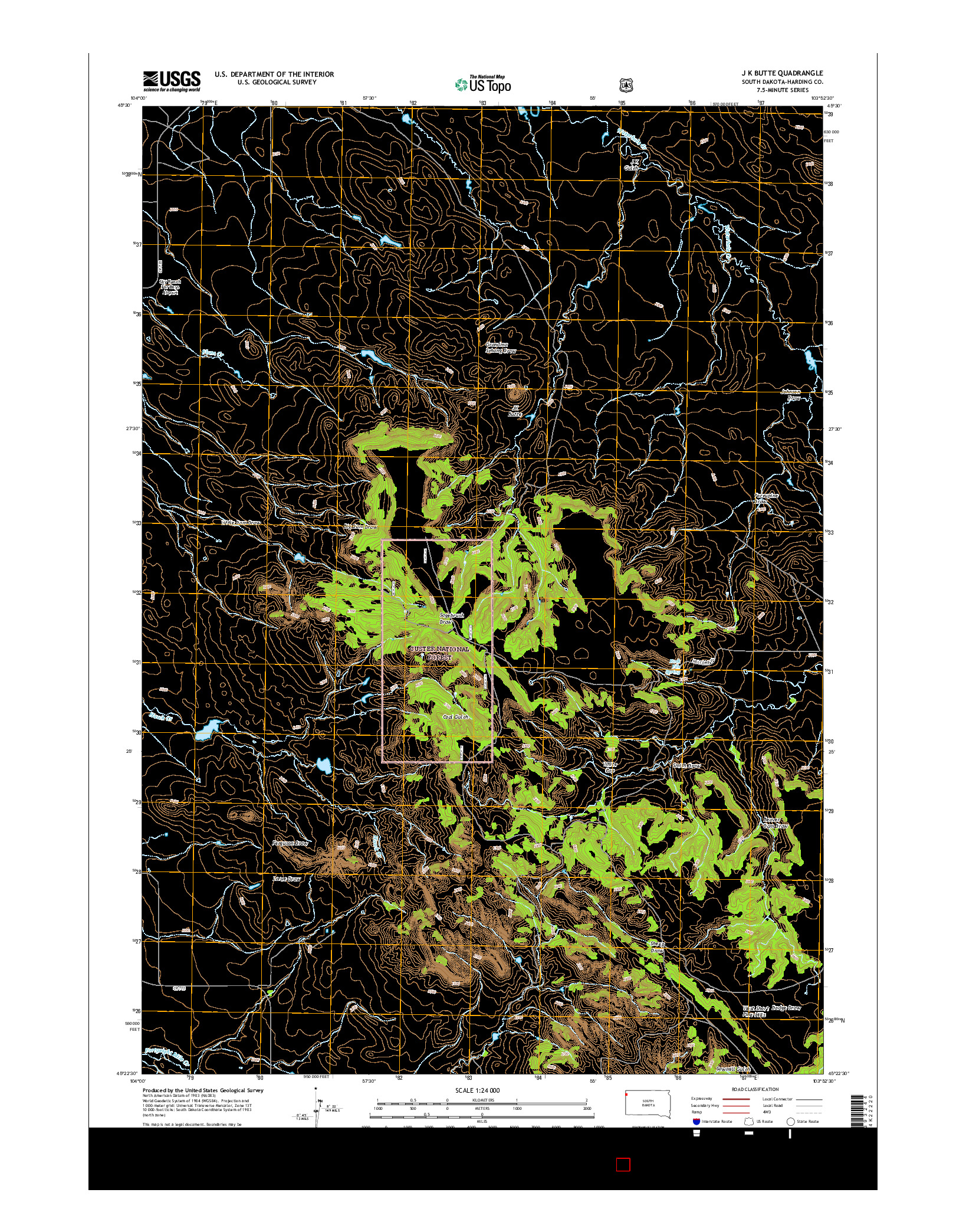 USGS US TOPO 7.5-MINUTE MAP FOR J K BUTTE, SD 2015