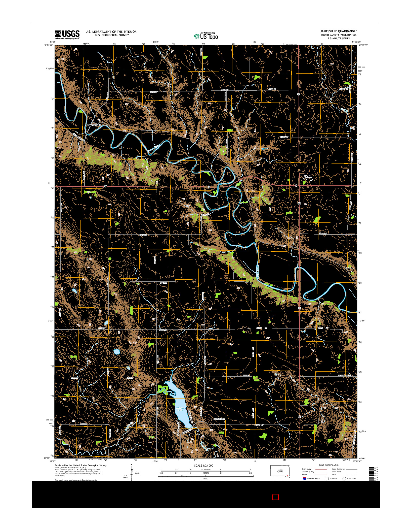 USGS US TOPO 7.5-MINUTE MAP FOR JAMESVILLE, SD 2015