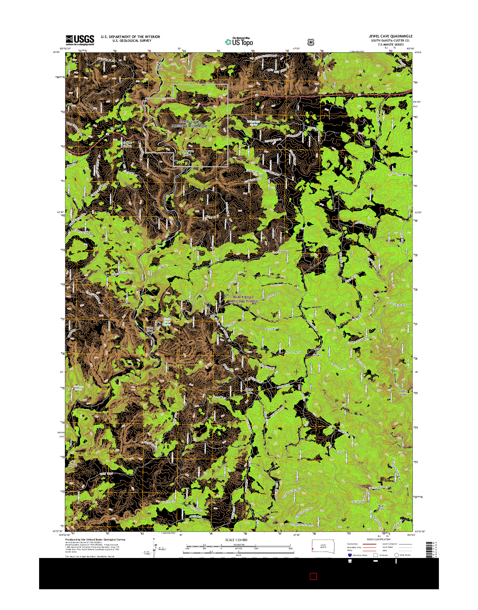 USGS US TOPO 7.5-MINUTE MAP FOR JEWEL CAVE, SD 2015