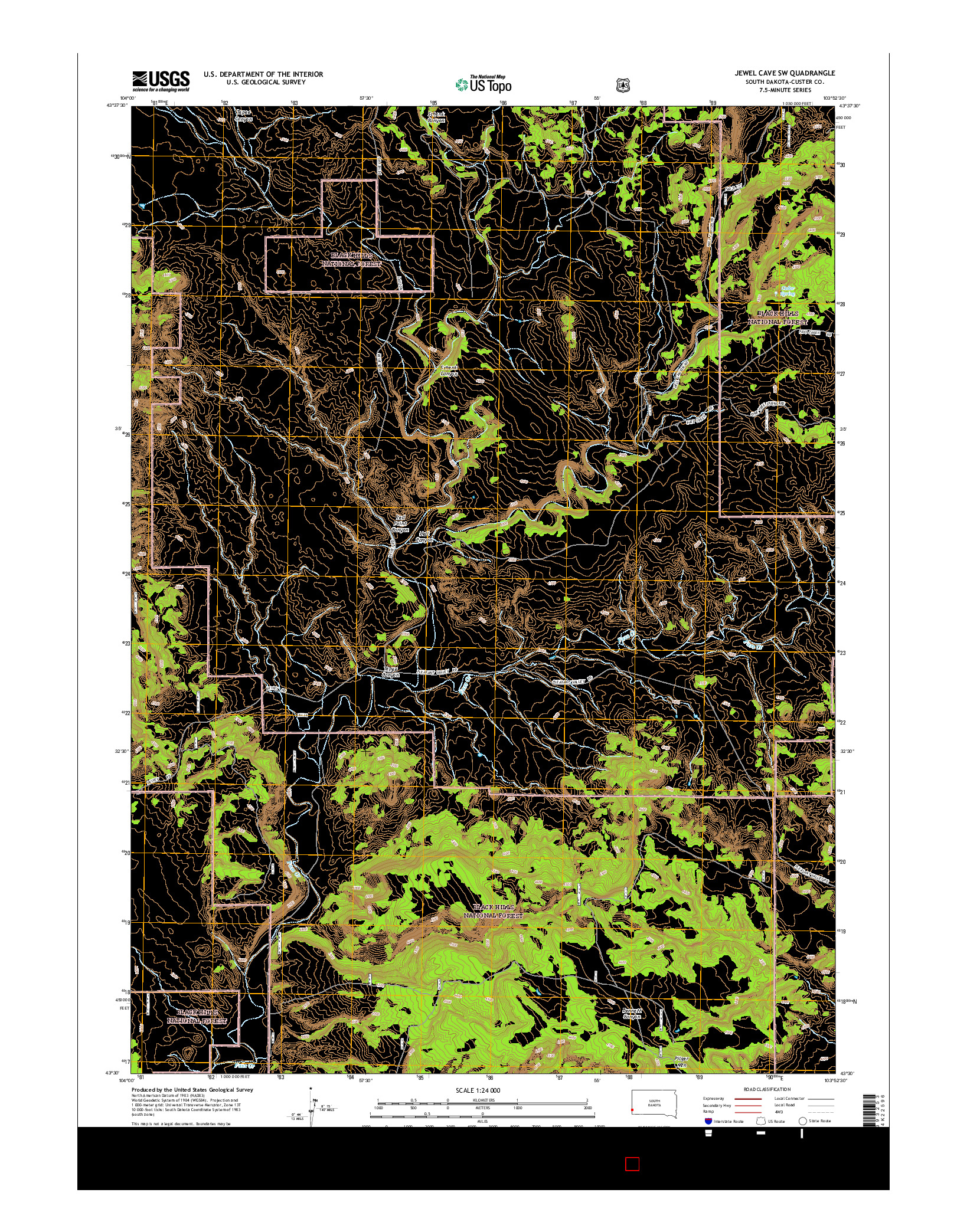 USGS US TOPO 7.5-MINUTE MAP FOR JEWEL CAVE SW, SD 2015
