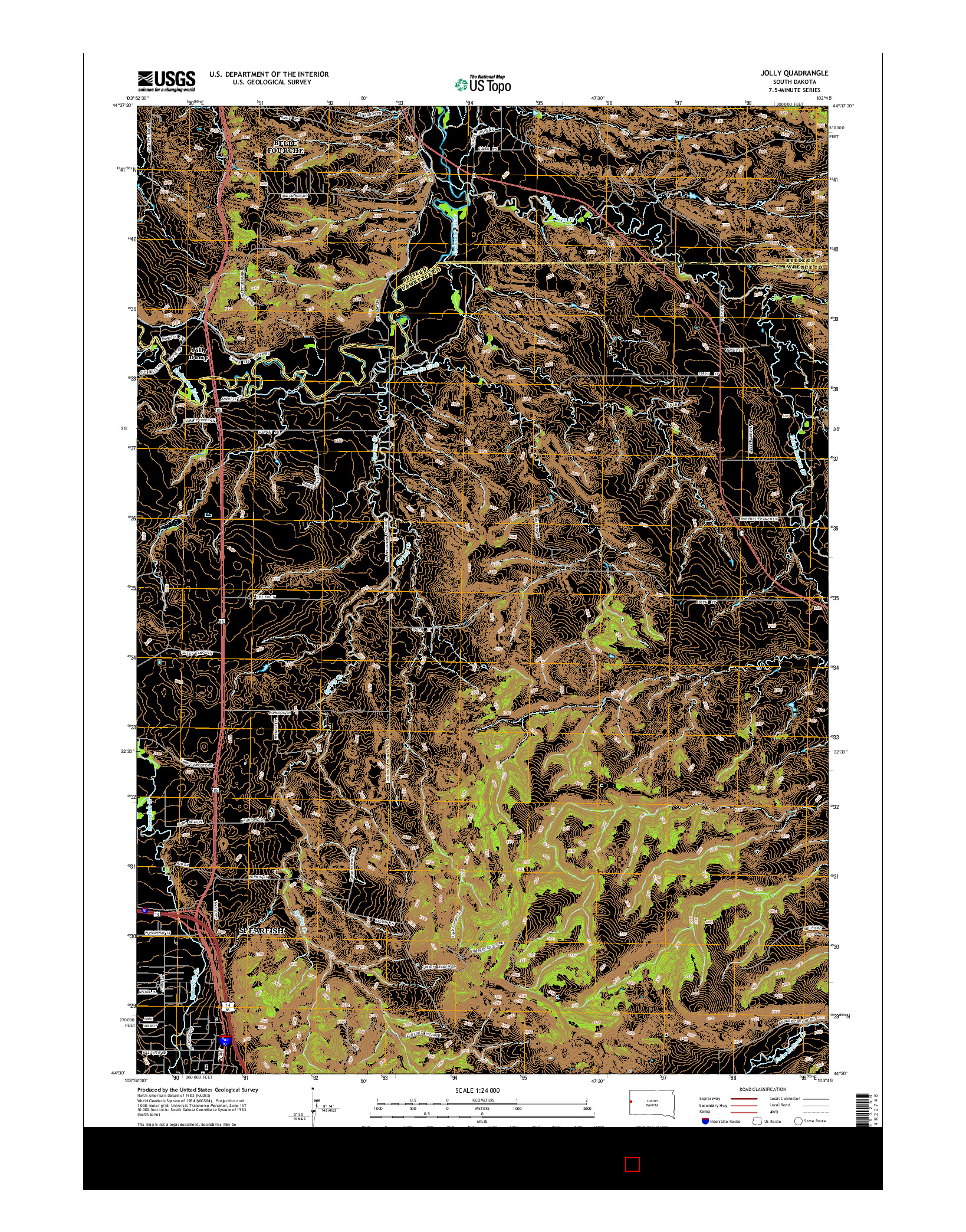 USGS US TOPO 7.5-MINUTE MAP FOR JOLLY, SD 2015