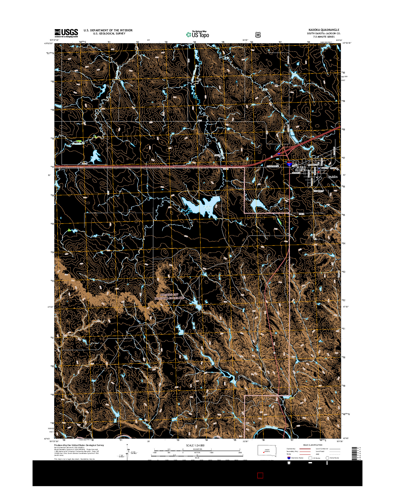 USGS US TOPO 7.5-MINUTE MAP FOR KADOKA, SD 2015