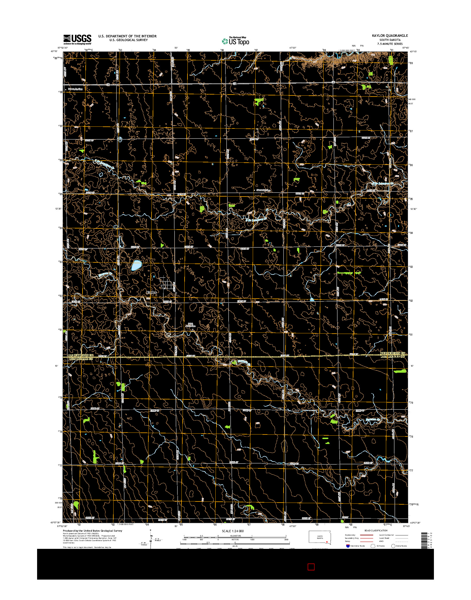 USGS US TOPO 7.5-MINUTE MAP FOR KAYLOR, SD 2015