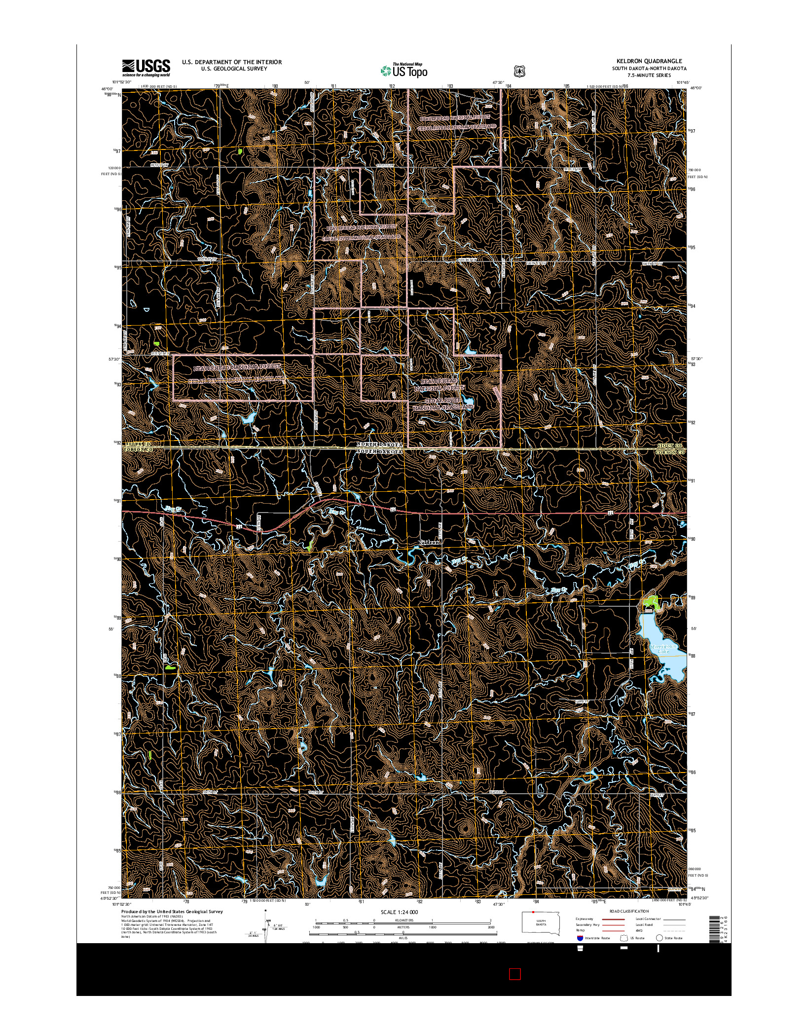 USGS US TOPO 7.5-MINUTE MAP FOR KELDRON, SD-ND 2015