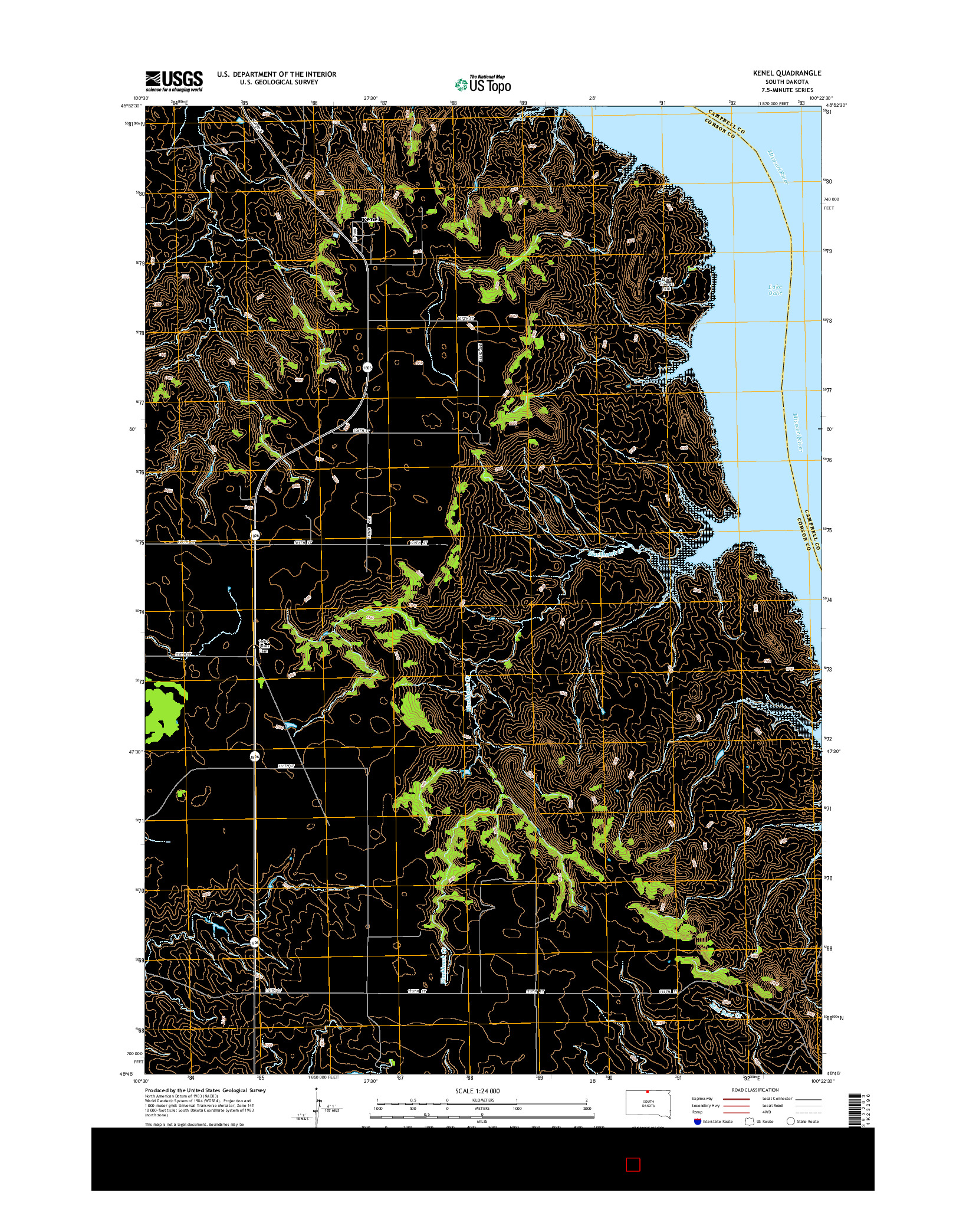 USGS US TOPO 7.5-MINUTE MAP FOR KENEL, SD 2015