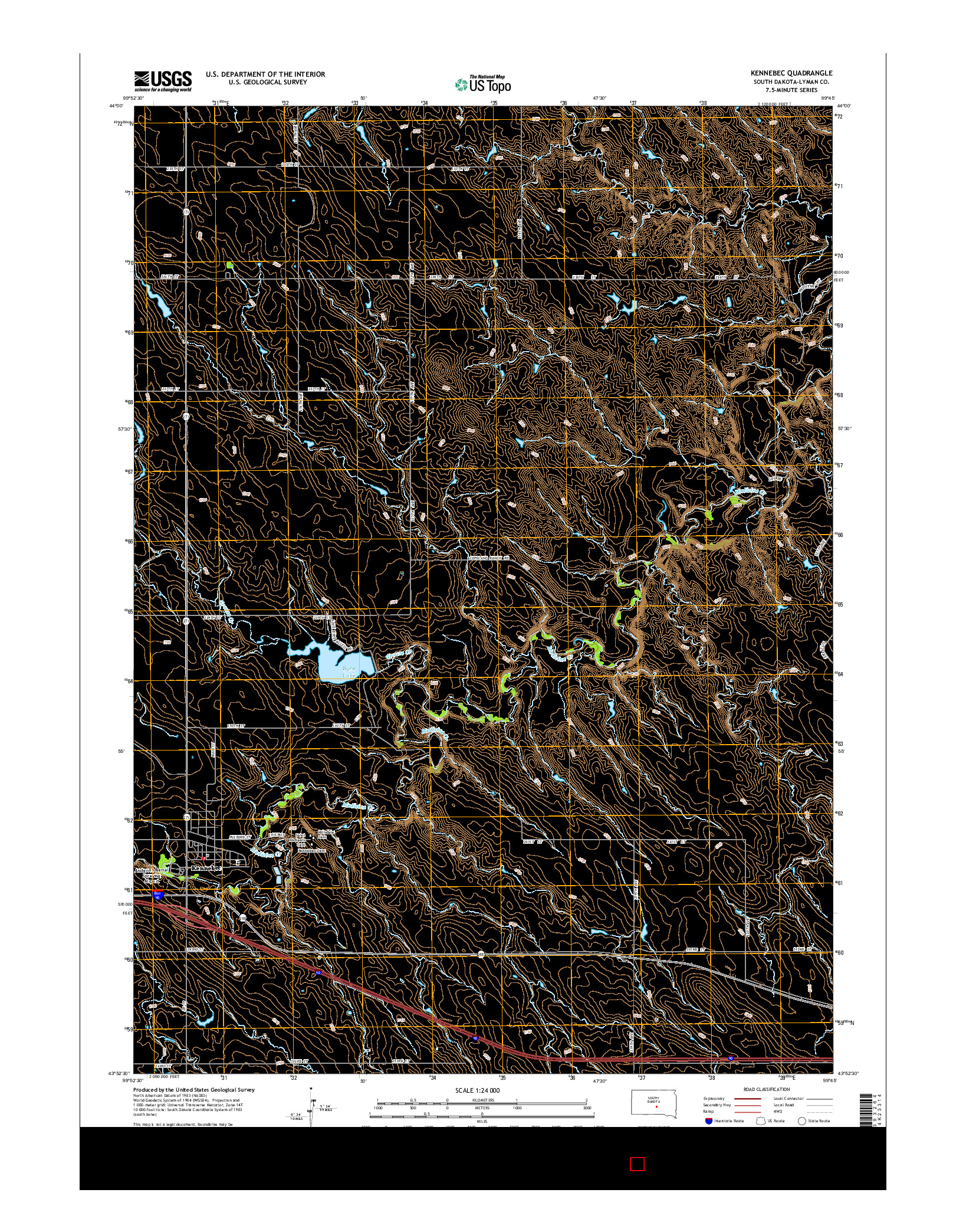 USGS US TOPO 7.5-MINUTE MAP FOR KENNEBEC, SD 2015