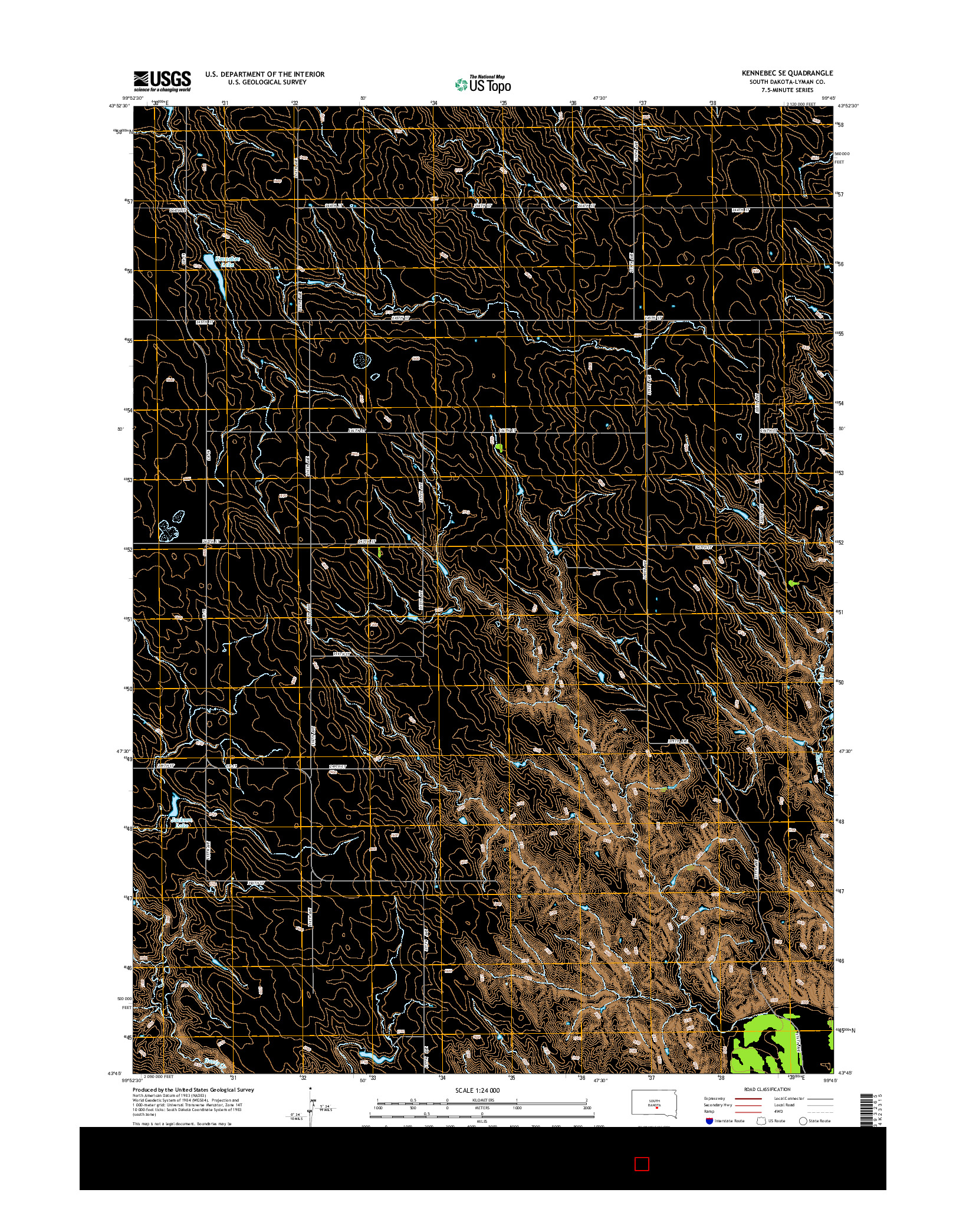 USGS US TOPO 7.5-MINUTE MAP FOR KENNEBEC SE, SD 2015