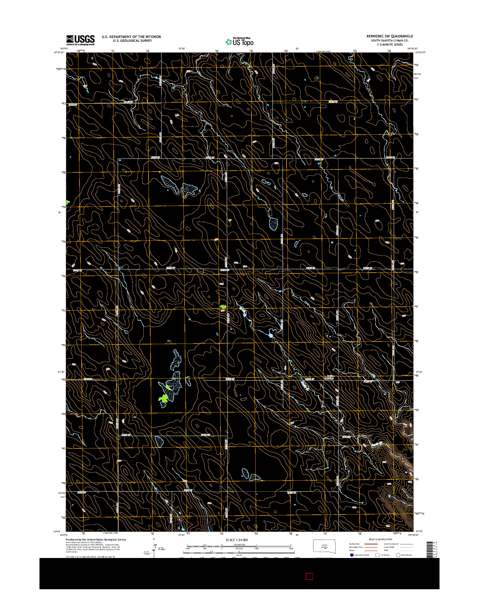 USGS US TOPO 7.5-MINUTE MAP FOR KENNEBEC SW, SD 2015