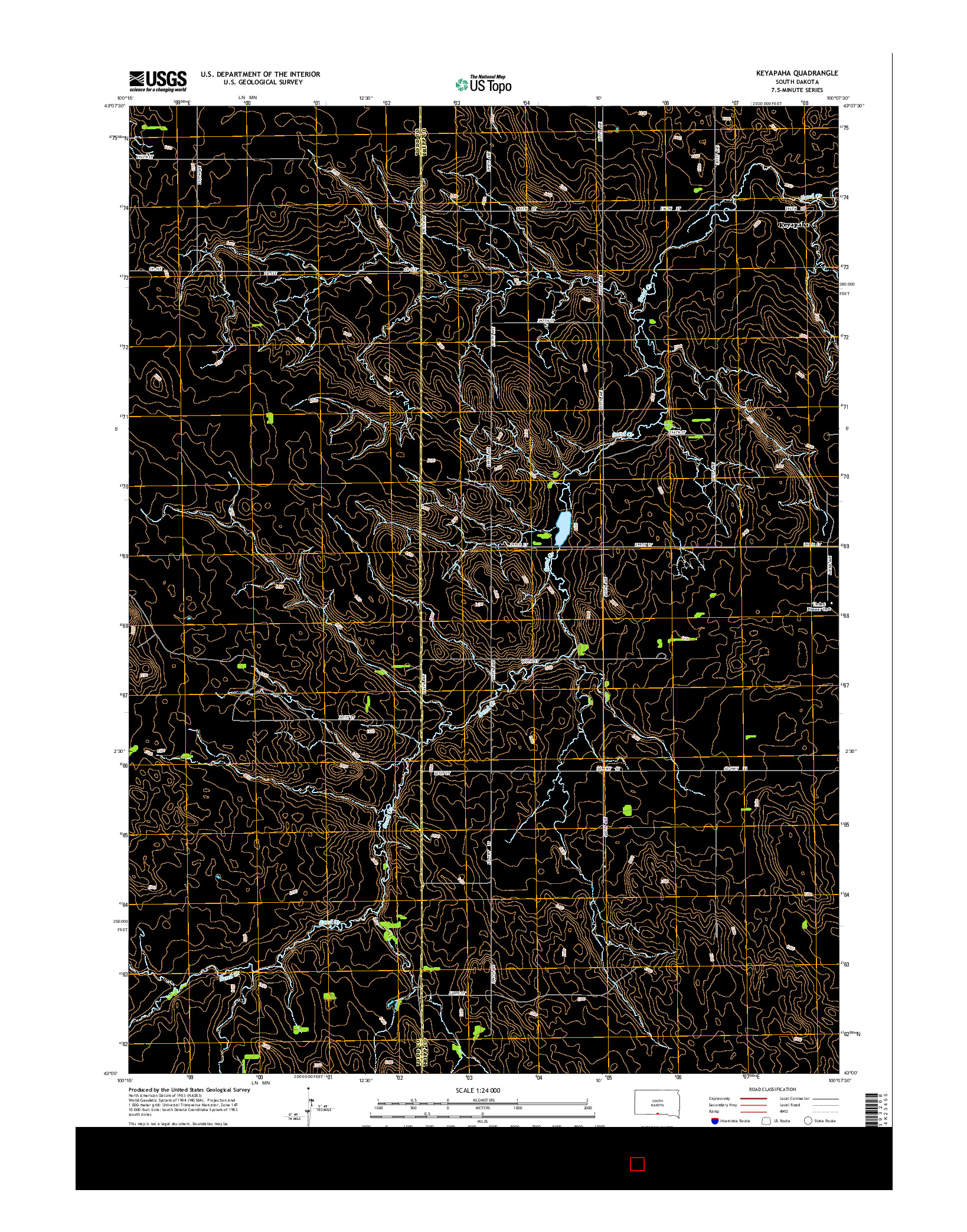 USGS US TOPO 7.5-MINUTE MAP FOR KEYAPAHA, SD 2015