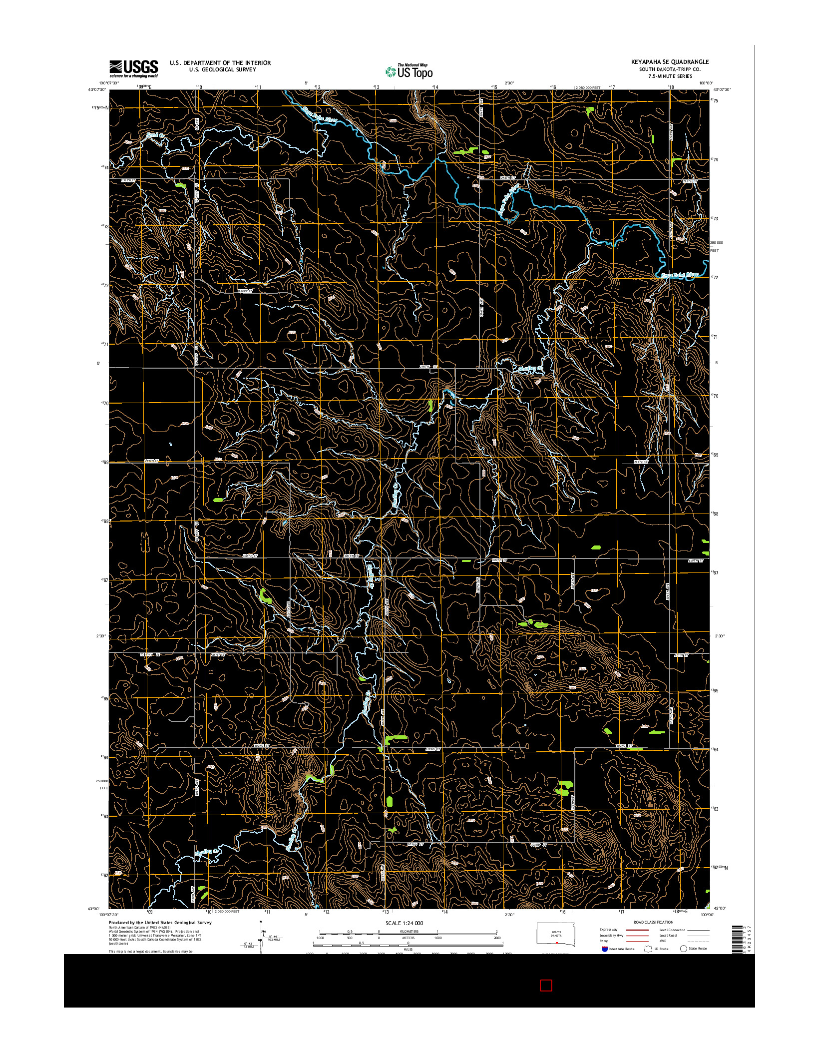 USGS US TOPO 7.5-MINUTE MAP FOR KEYAPAHA SE, SD 2015
