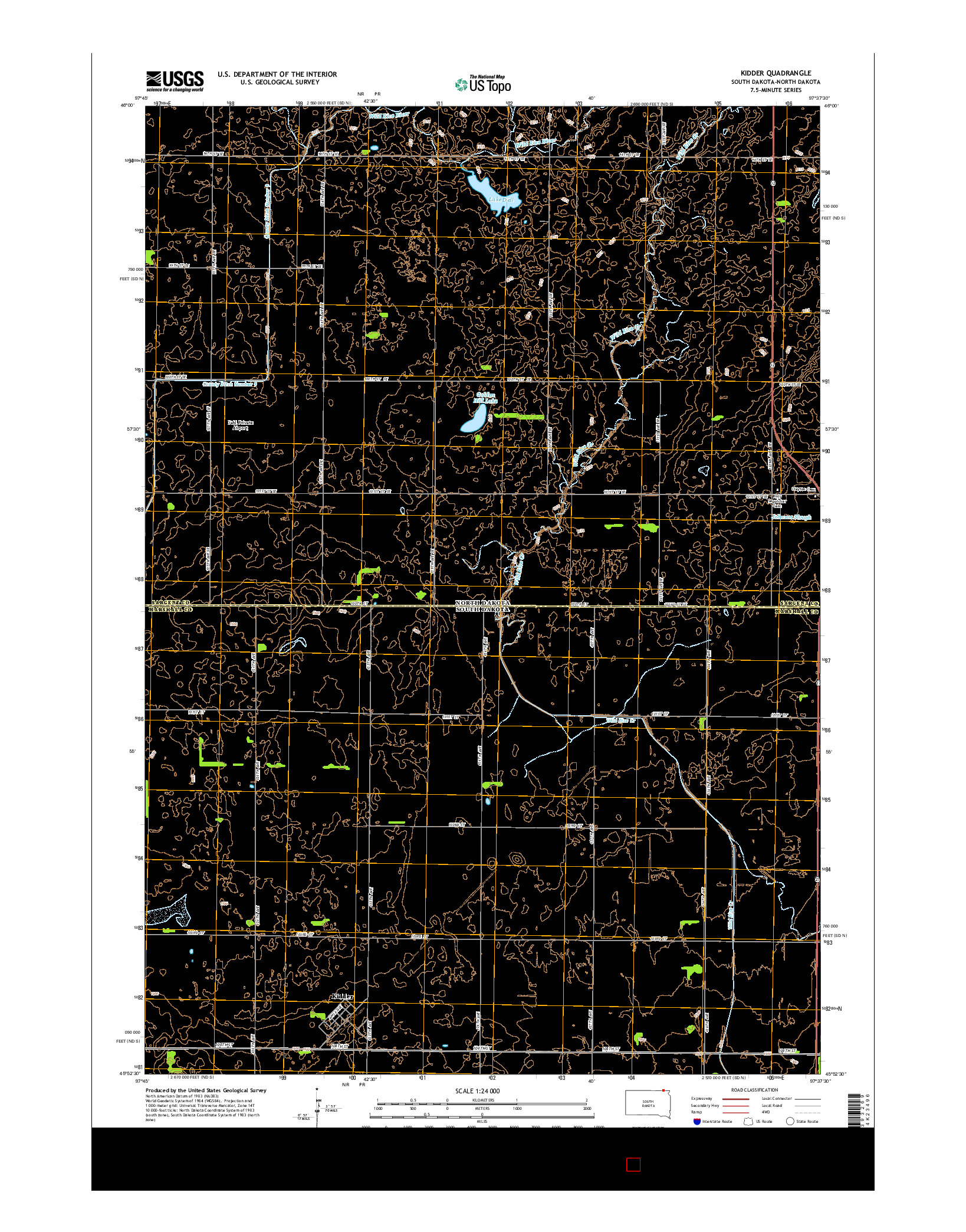 USGS US TOPO 7.5-MINUTE MAP FOR KIDDER, SD-ND 2015