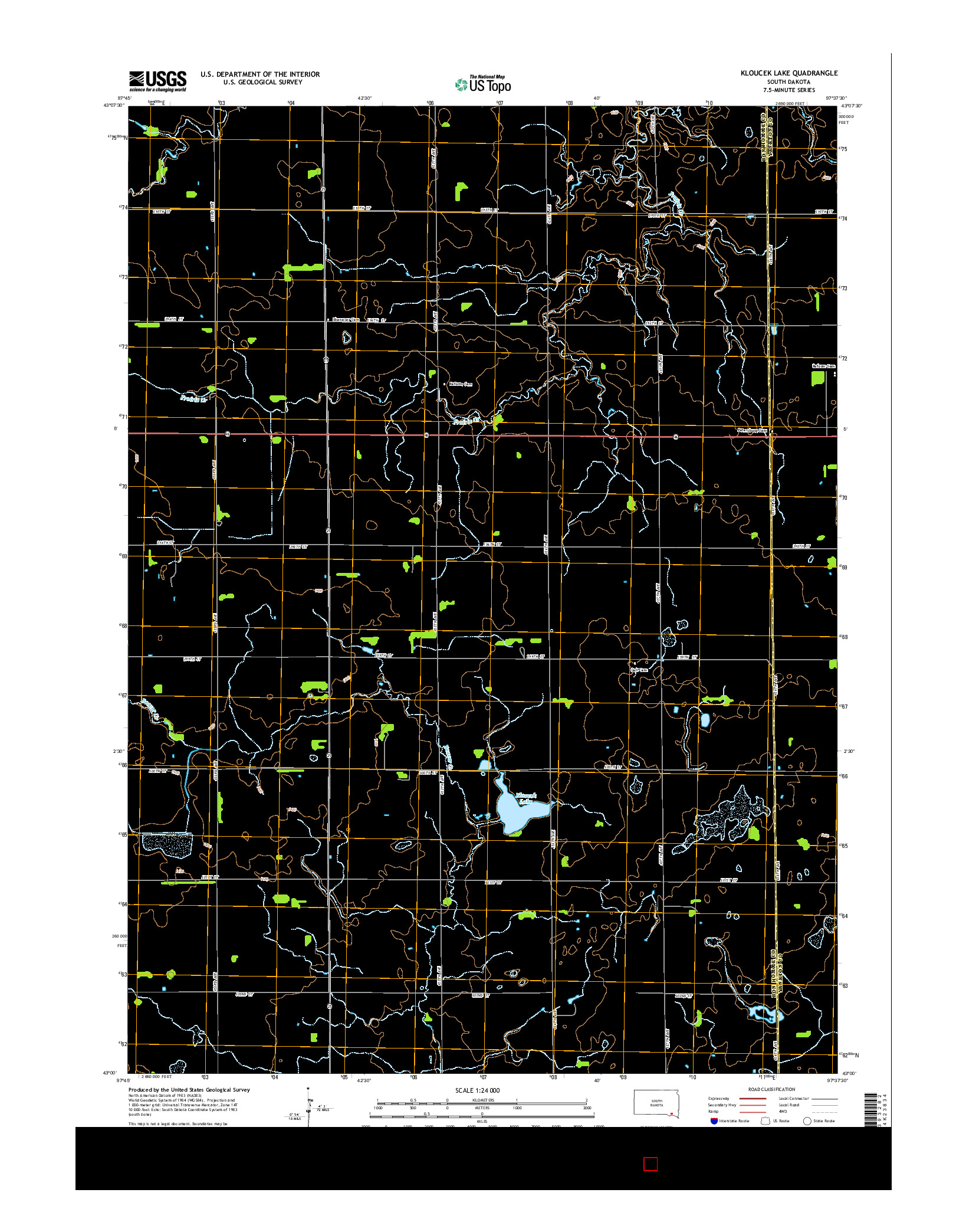 USGS US TOPO 7.5-MINUTE MAP FOR KLOUCEK LAKE, SD 2015