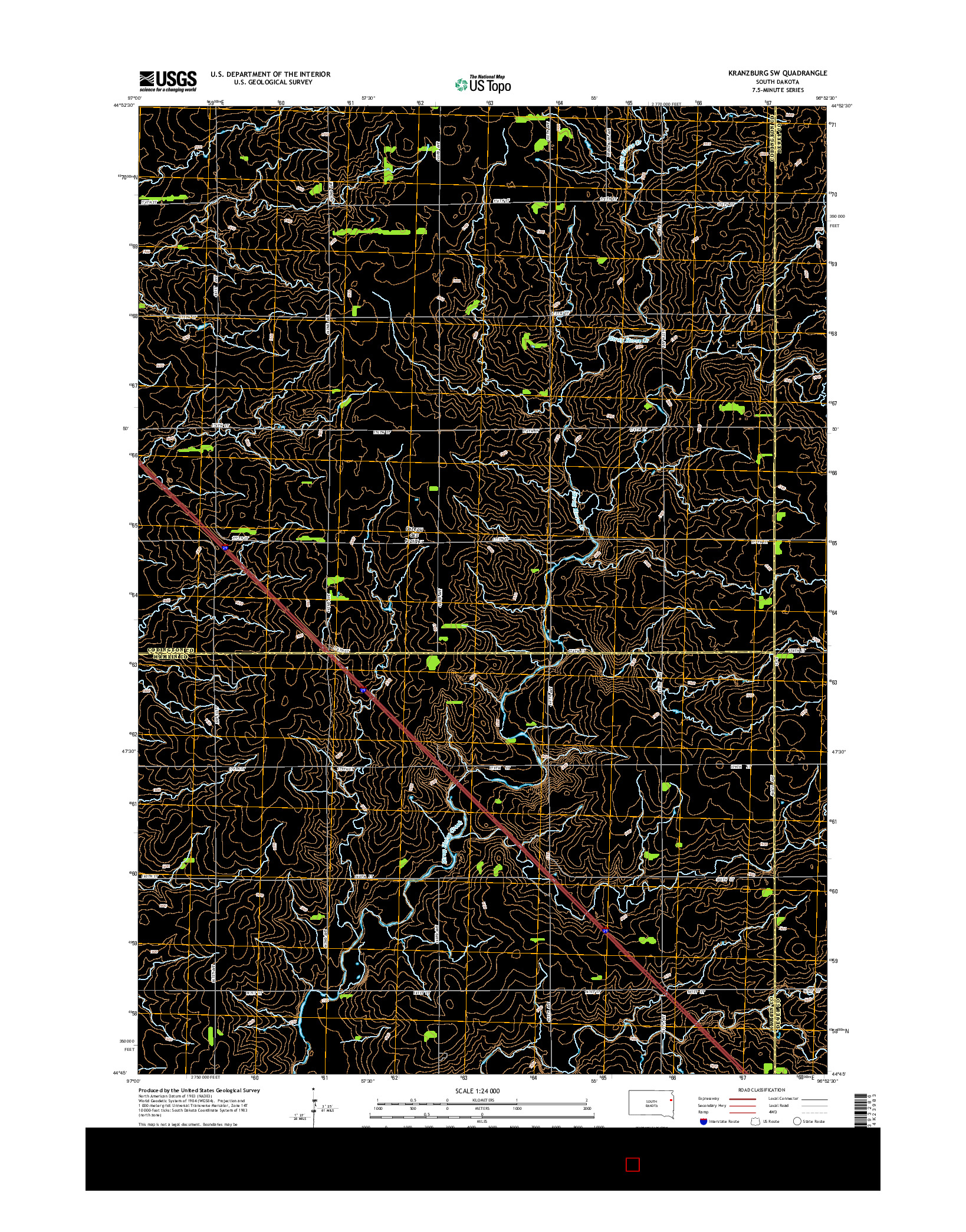 USGS US TOPO 7.5-MINUTE MAP FOR KRANZBURG SW, SD 2015