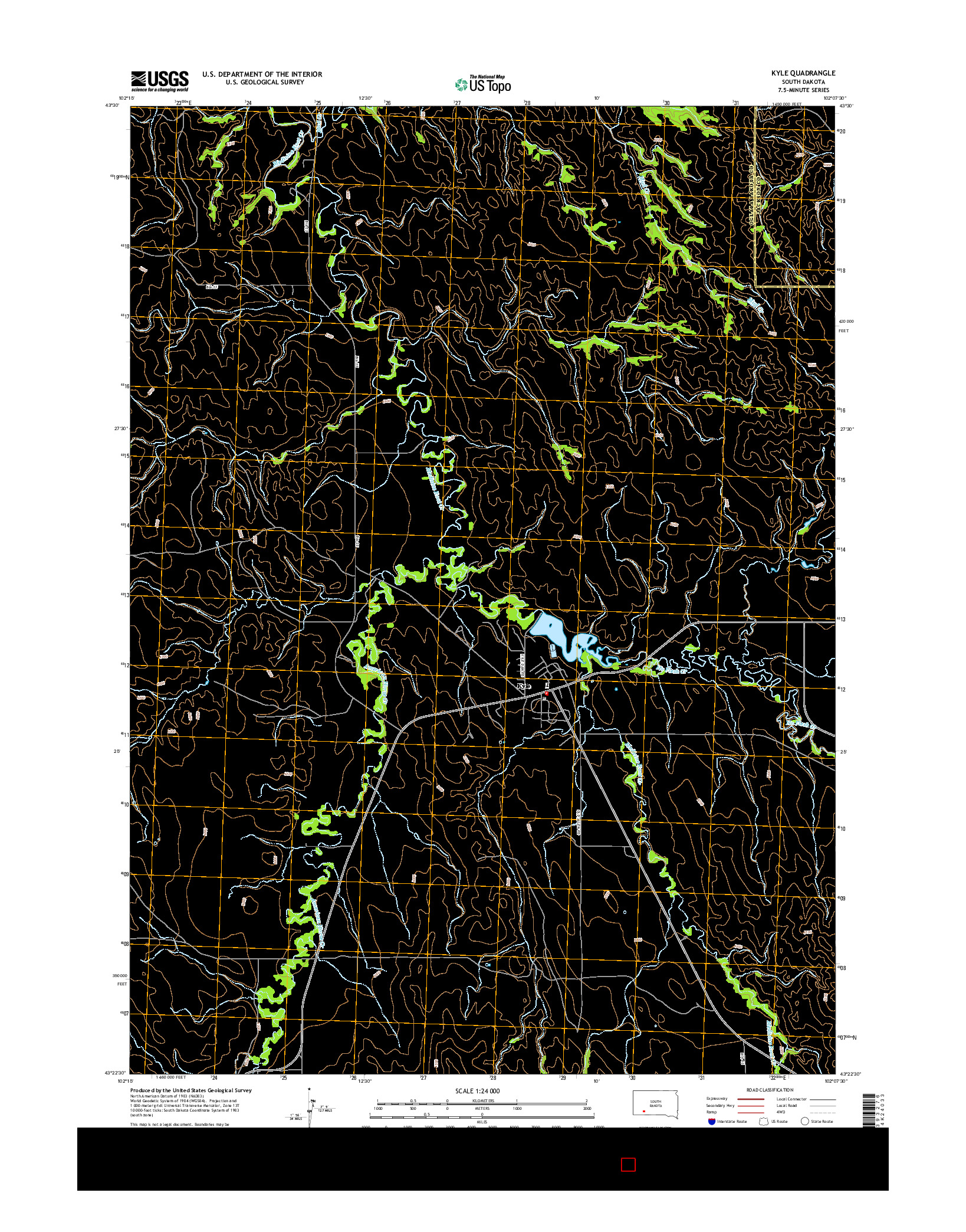 USGS US TOPO 7.5-MINUTE MAP FOR KYLE, SD 2015