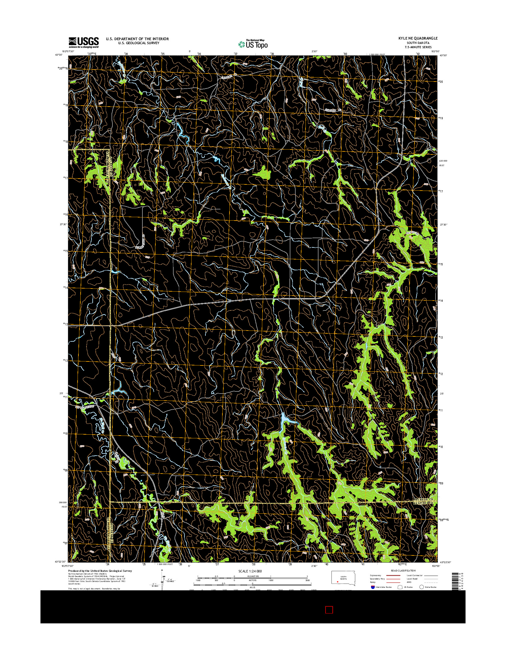 USGS US TOPO 7.5-MINUTE MAP FOR KYLE NE, SD 2015