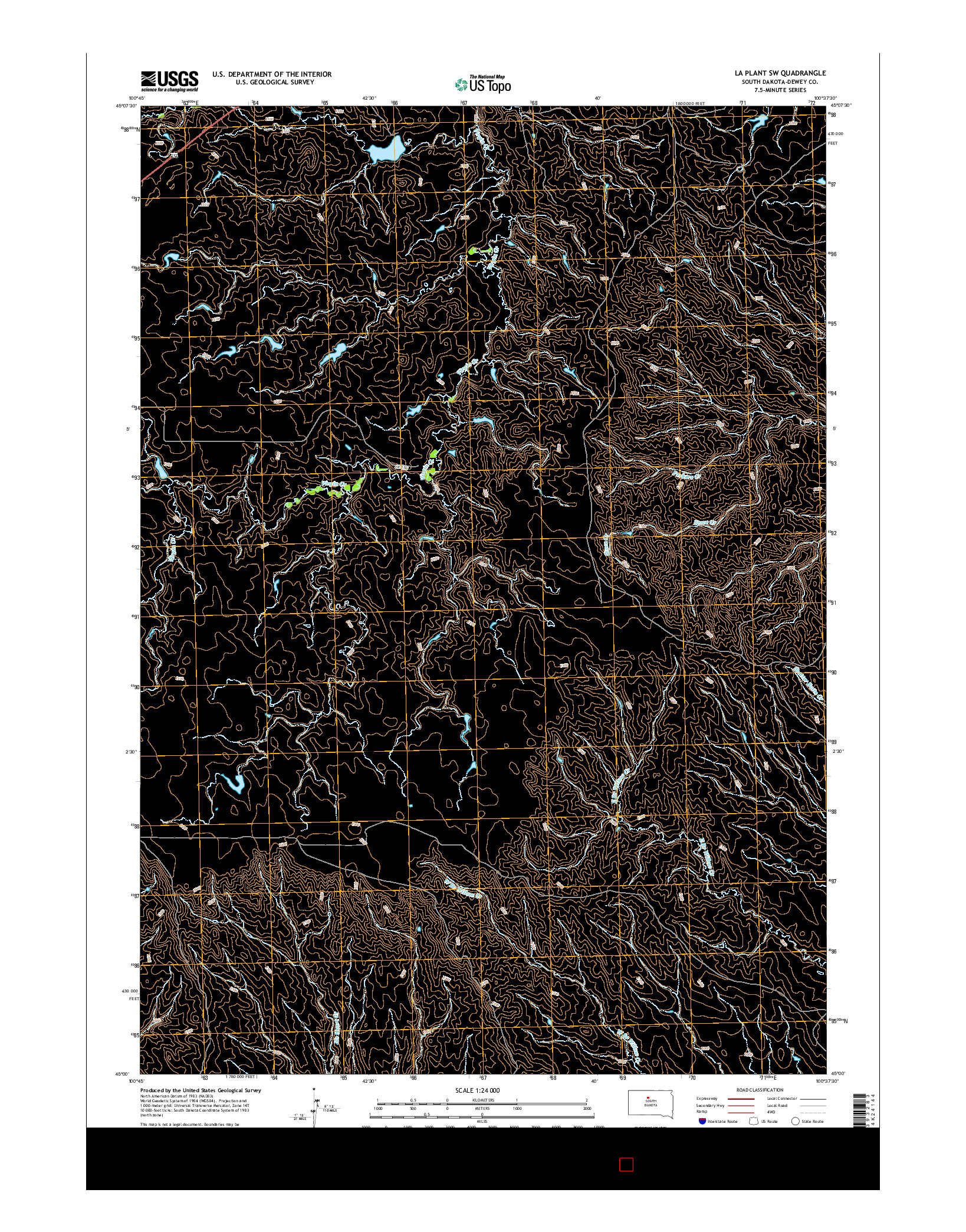 USGS US TOPO 7.5-MINUTE MAP FOR LA PLANT SW, SD 2015