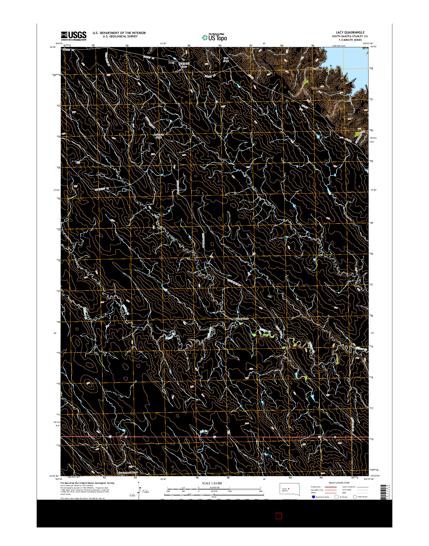 USGS US TOPO 7.5-MINUTE MAP FOR LACY, SD 2015