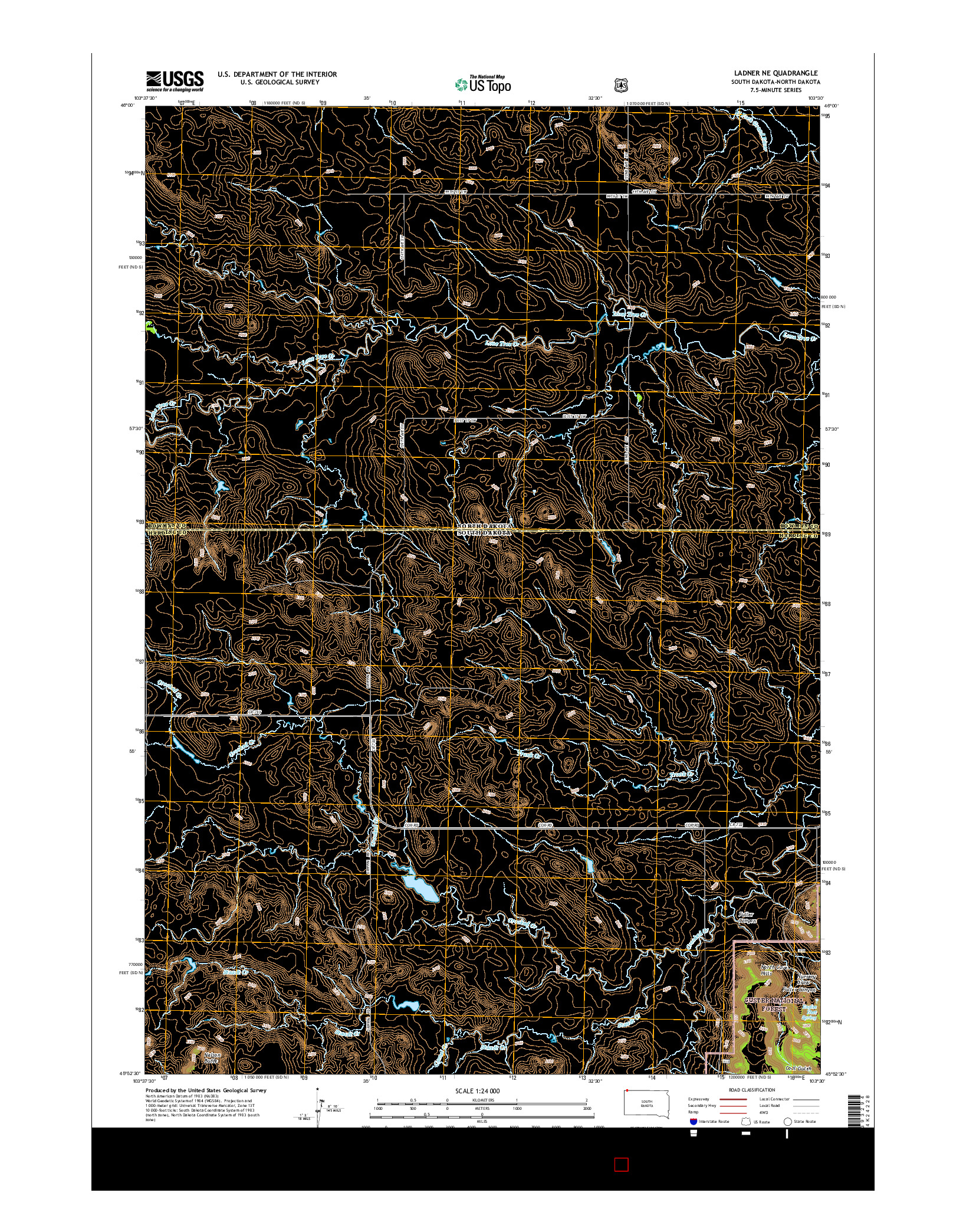 USGS US TOPO 7.5-MINUTE MAP FOR LADNER NE, SD-ND 2015