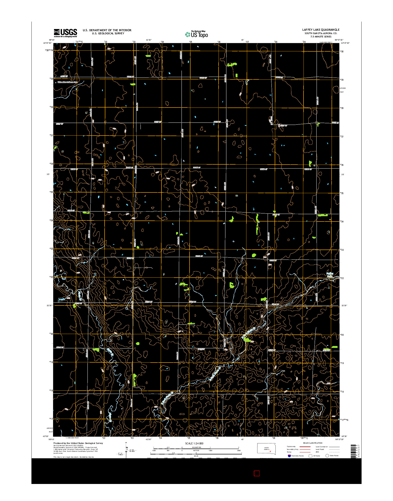 USGS US TOPO 7.5-MINUTE MAP FOR LAFFEY LAKE, SD 2015