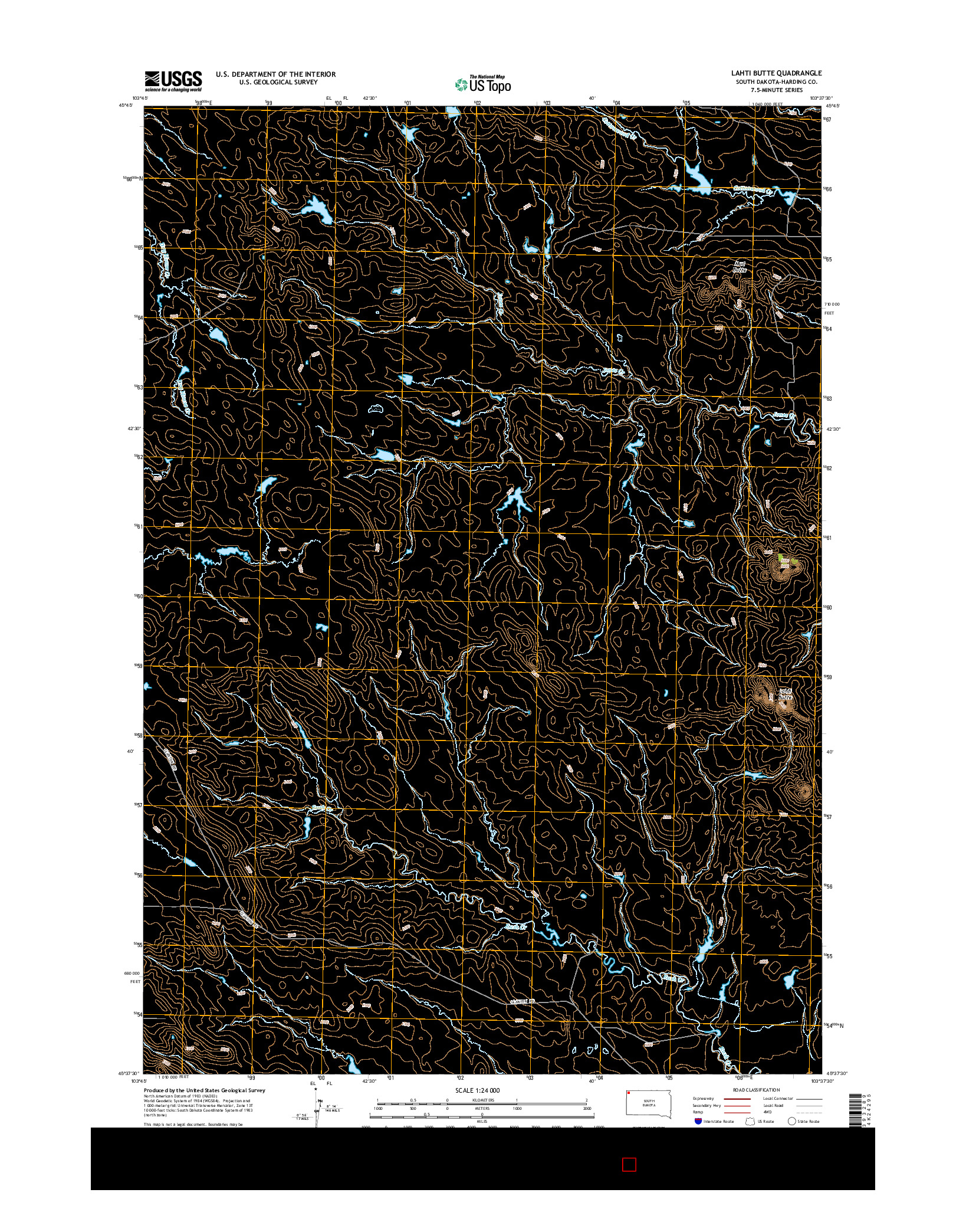 USGS US TOPO 7.5-MINUTE MAP FOR LAHTI BUTTE, SD 2015