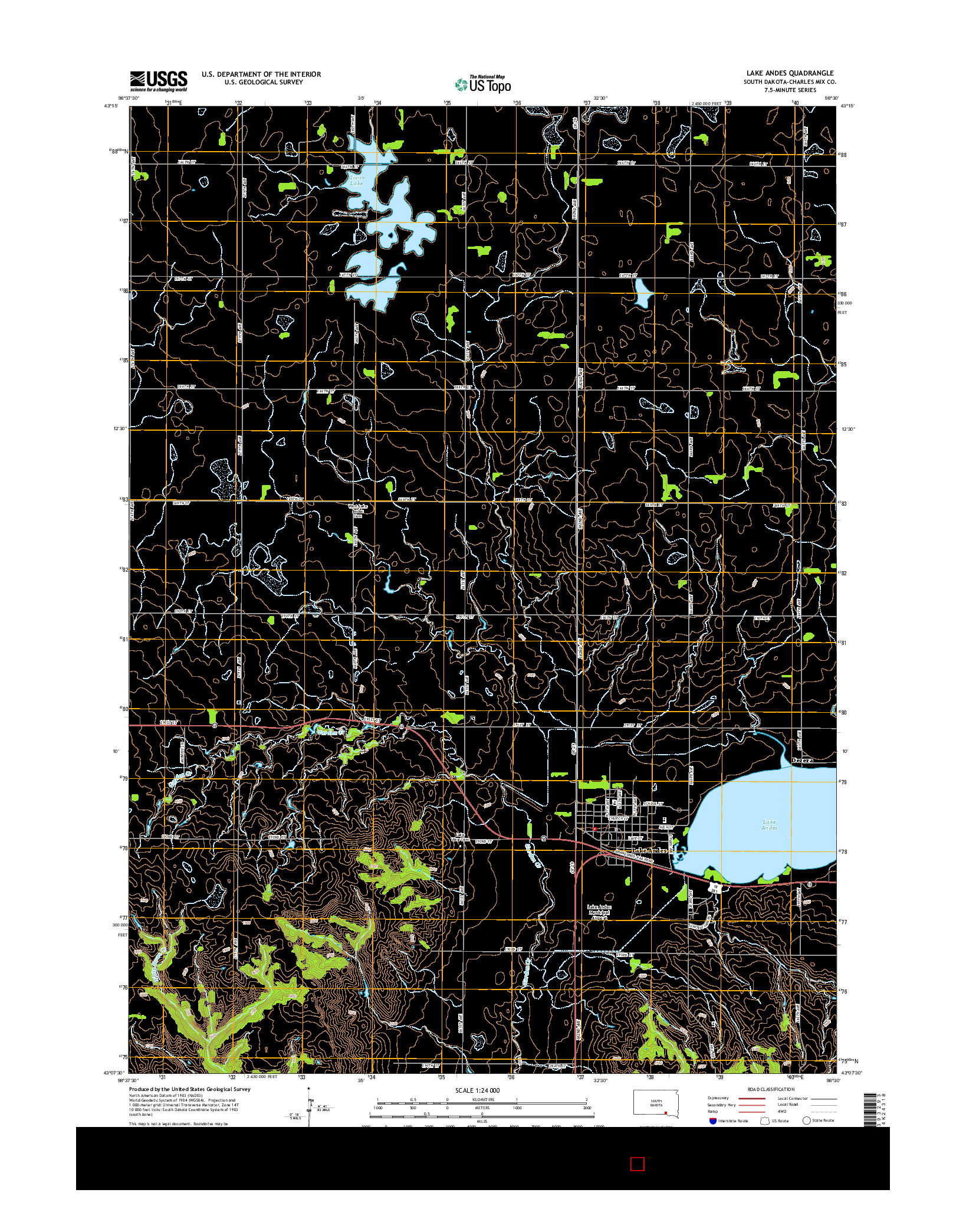 USGS US TOPO 7.5-MINUTE MAP FOR LAKE ANDES, SD 2015