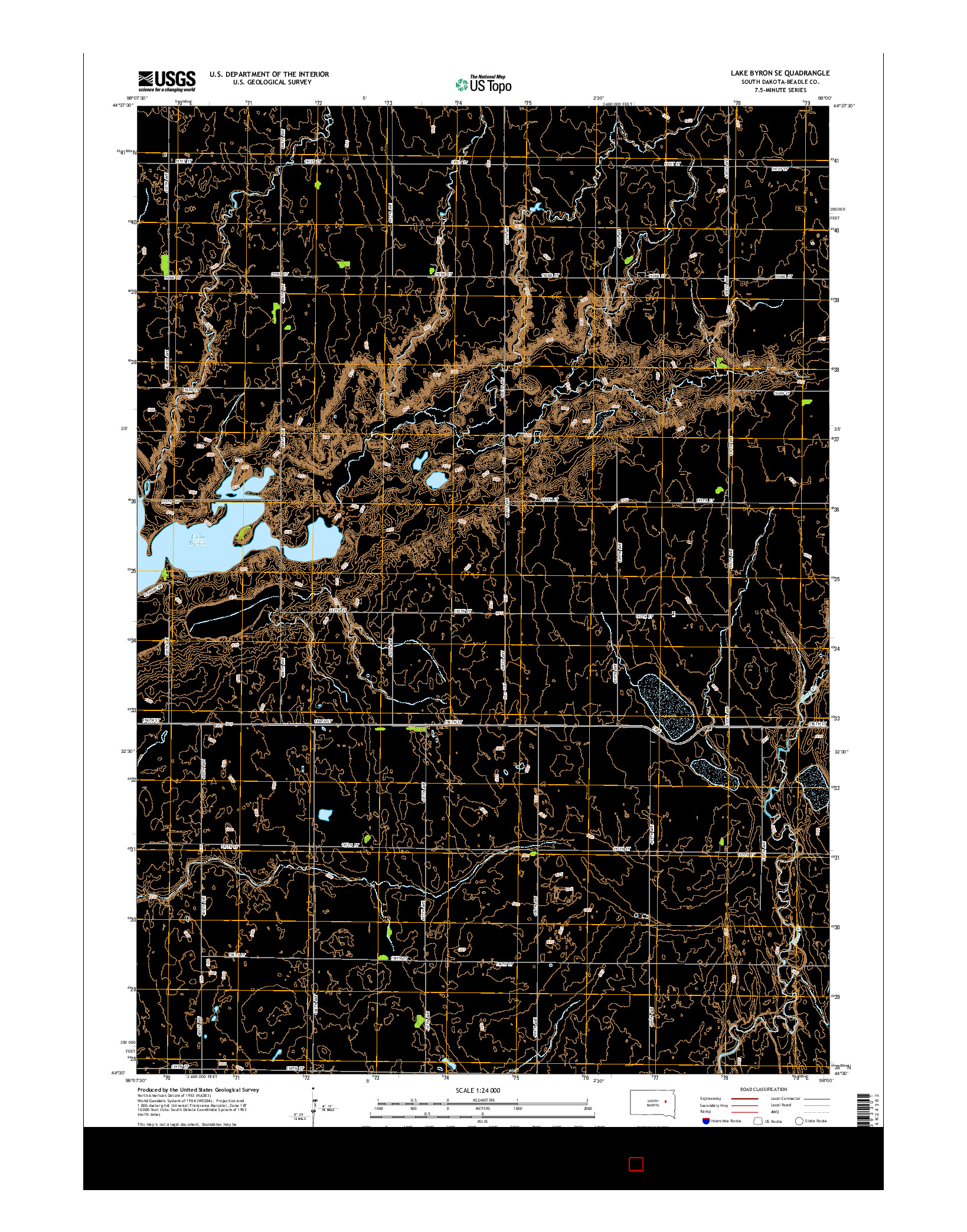 USGS US TOPO 7.5-MINUTE MAP FOR LAKE BYRON SE, SD 2015