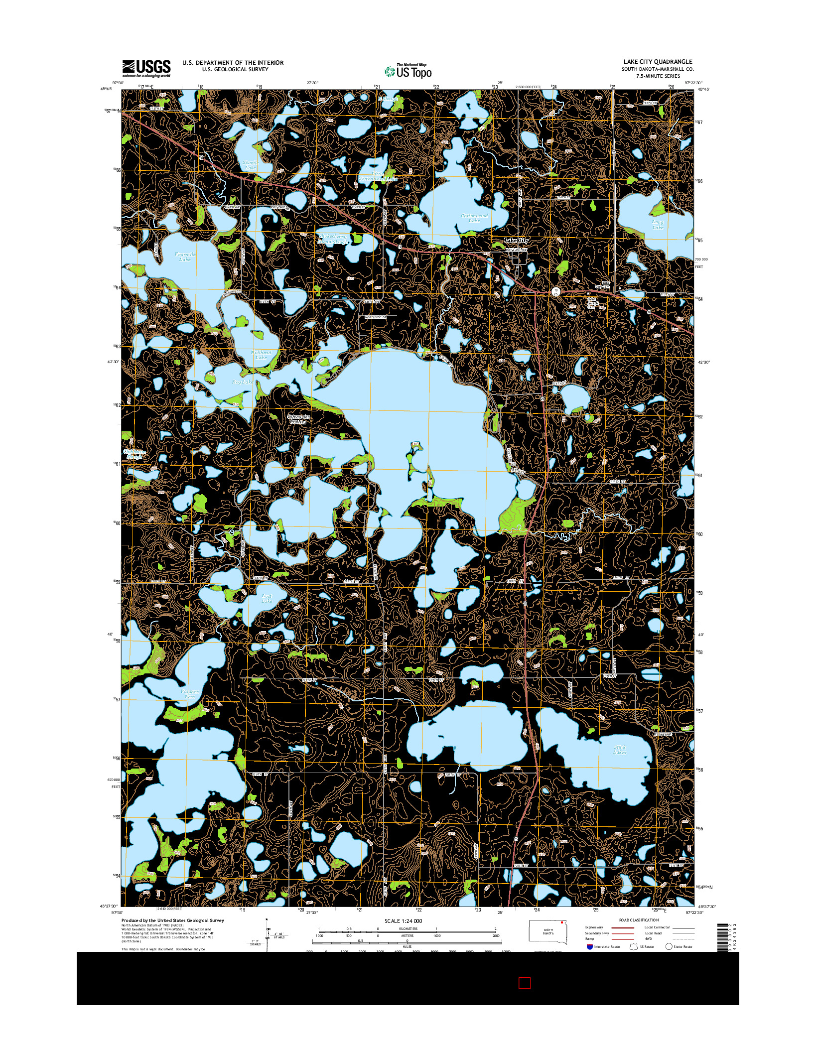 USGS US TOPO 7.5-MINUTE MAP FOR LAKE CITY, SD 2015
