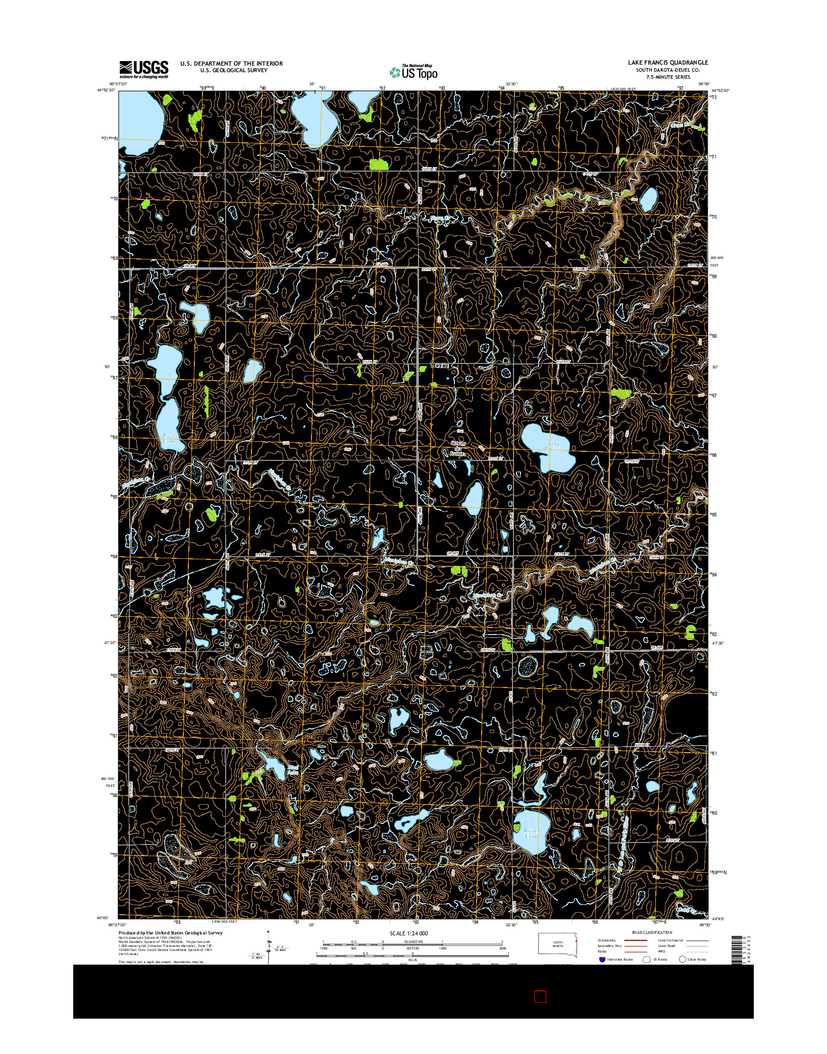 USGS US TOPO 7.5-MINUTE MAP FOR LAKE FRANCIS, SD 2015