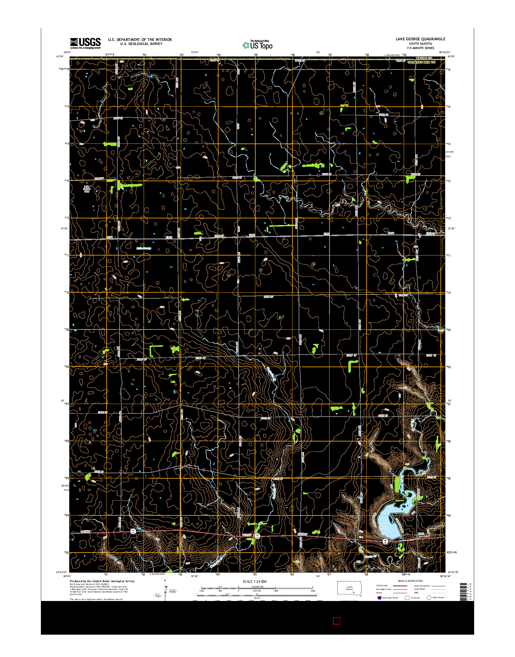 USGS US TOPO 7.5-MINUTE MAP FOR LAKE GEORGE, SD 2015