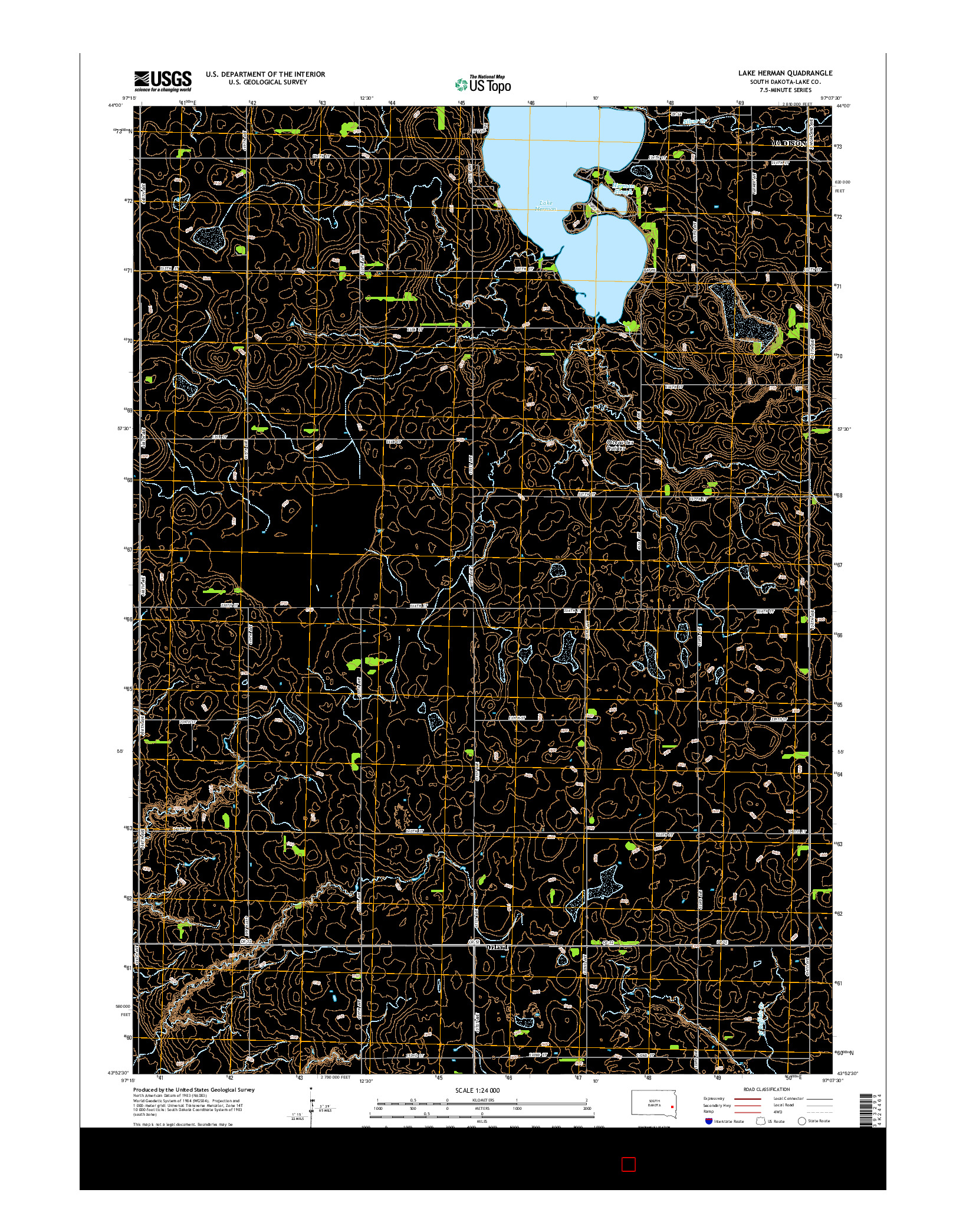 USGS US TOPO 7.5-MINUTE MAP FOR LAKE HERMAN, SD 2015