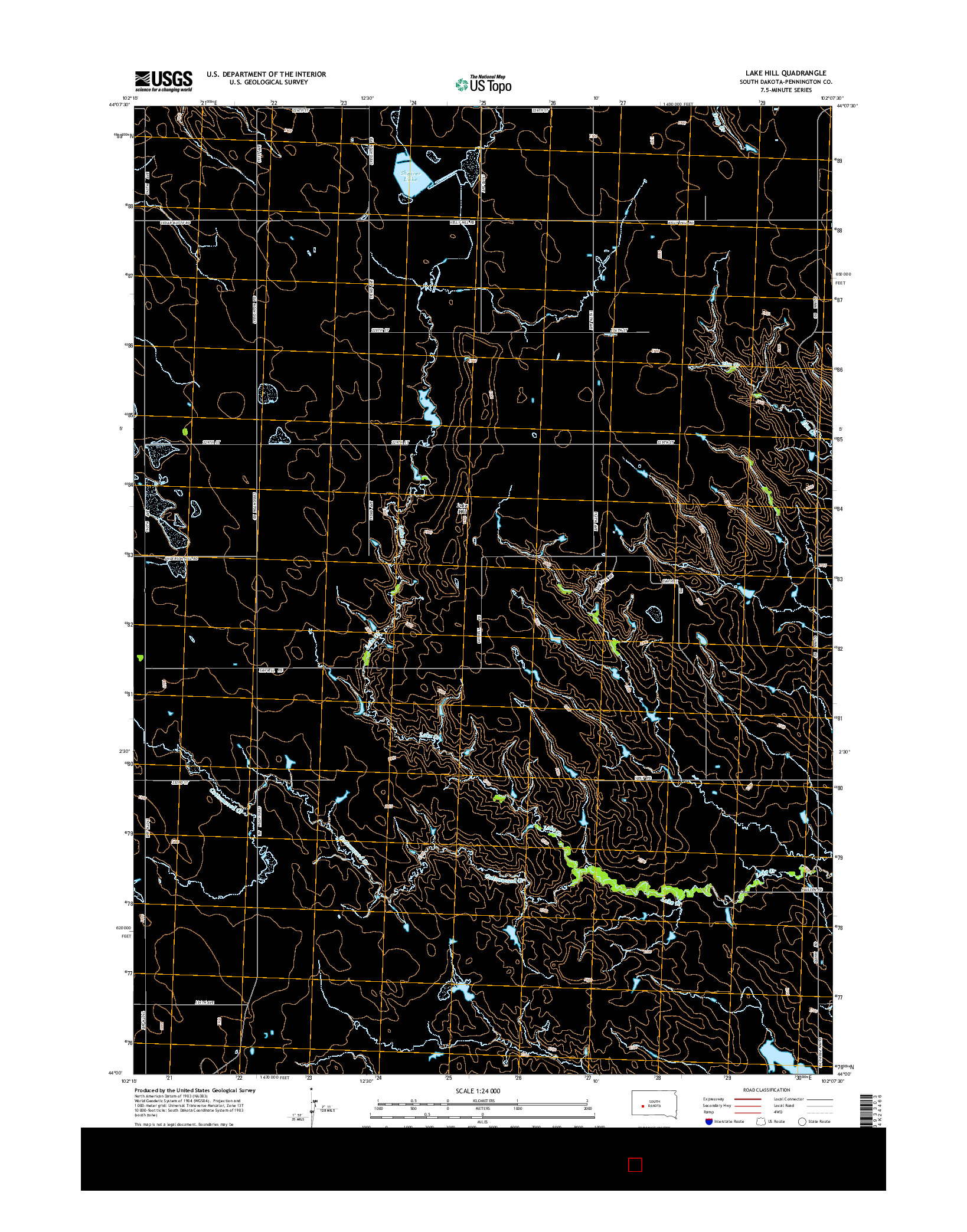 USGS US TOPO 7.5-MINUTE MAP FOR LAKE HILL, SD 2015