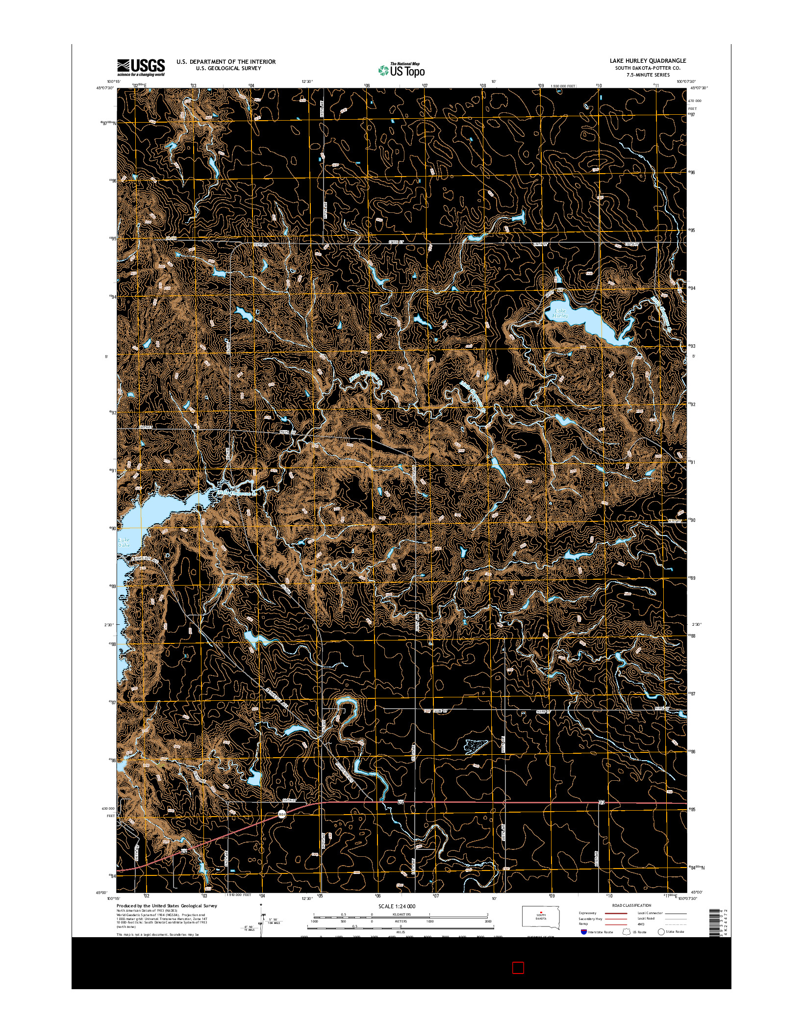 USGS US TOPO 7.5-MINUTE MAP FOR LAKE HURLEY, SD 2015