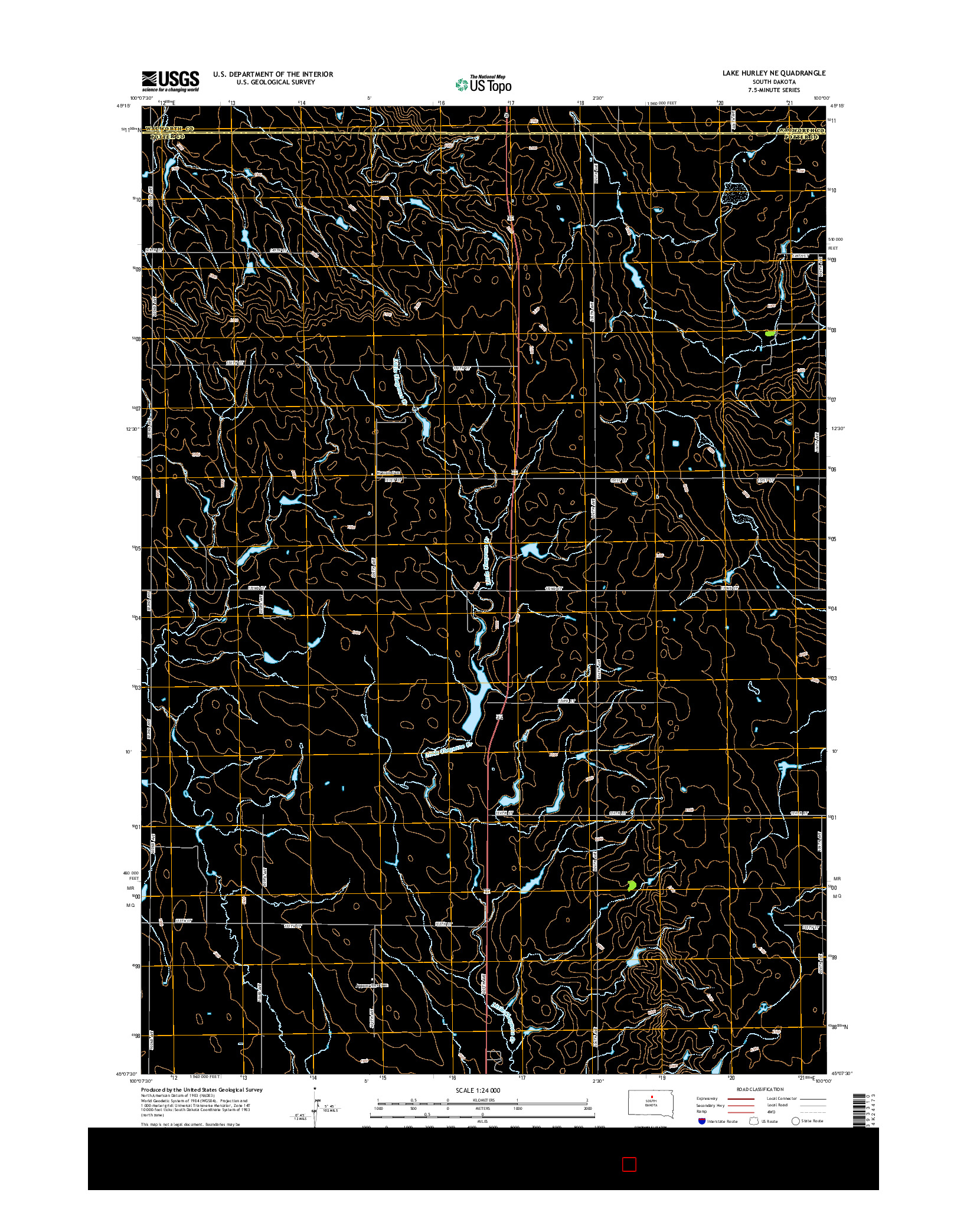 USGS US TOPO 7.5-MINUTE MAP FOR LAKE HURLEY NE, SD 2015