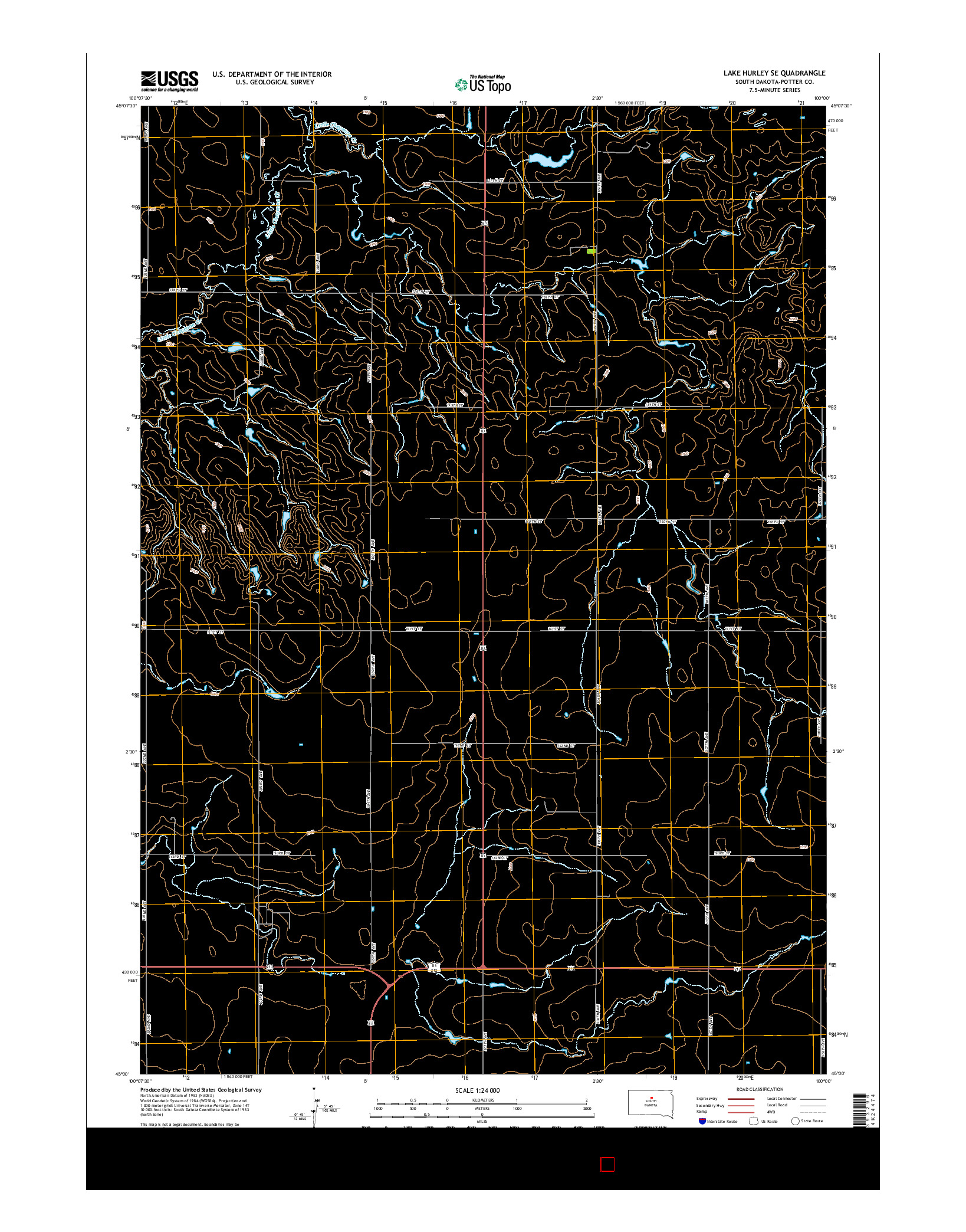 USGS US TOPO 7.5-MINUTE MAP FOR LAKE HURLEY SE, SD 2015