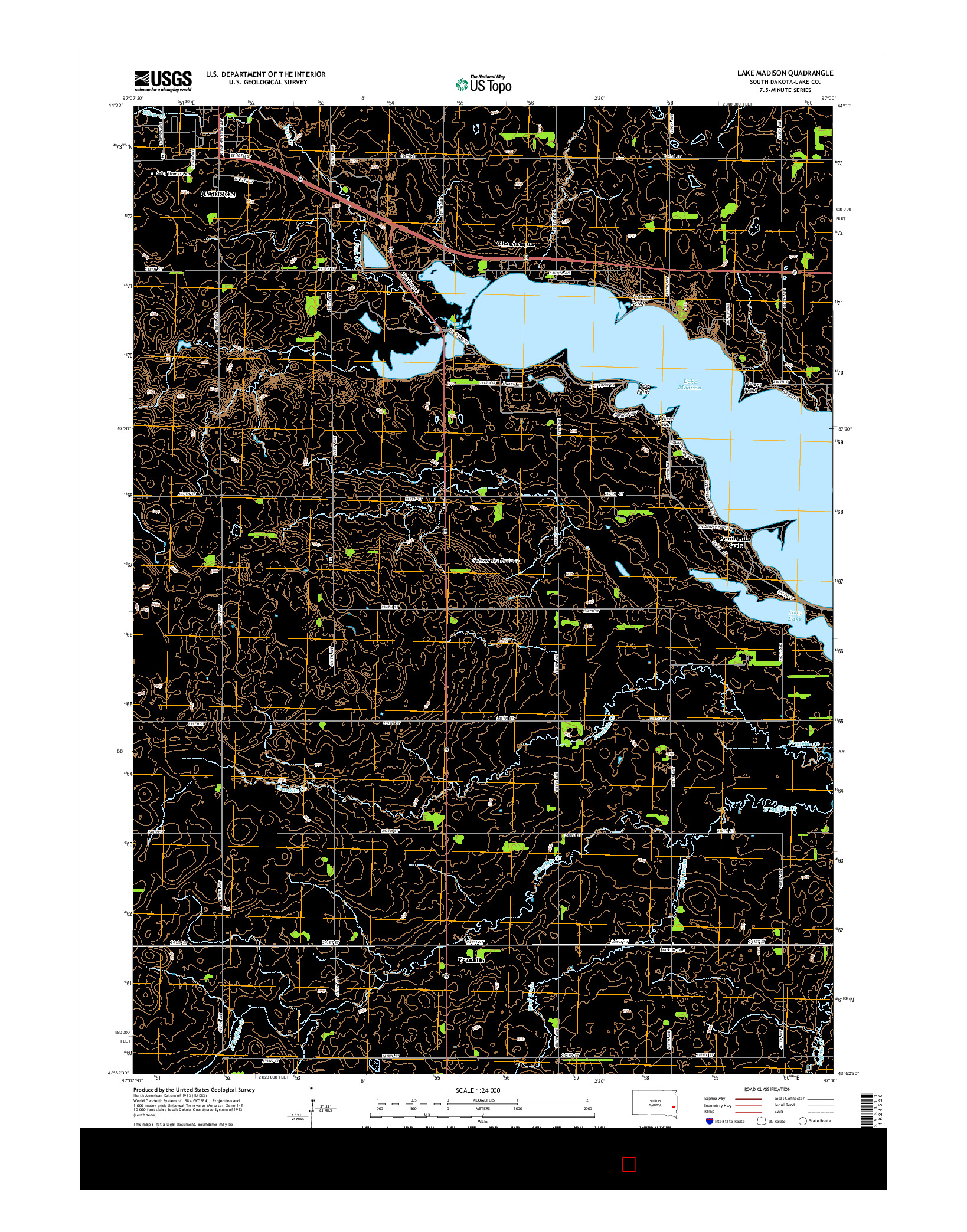 USGS US TOPO 7.5-MINUTE MAP FOR LAKE MADISON, SD 2015
