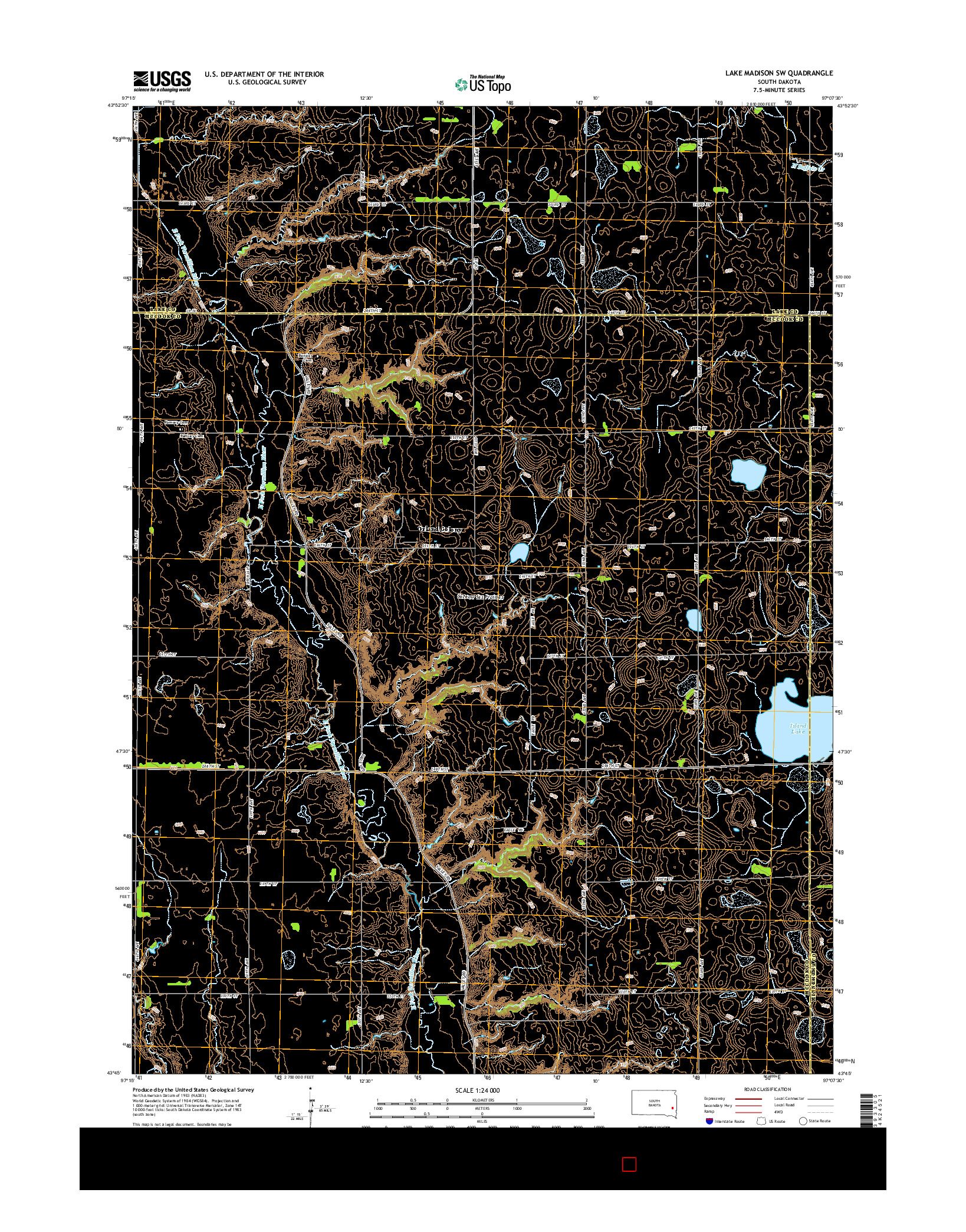 USGS US TOPO 7.5-MINUTE MAP FOR LAKE MADISON SW, SD 2015