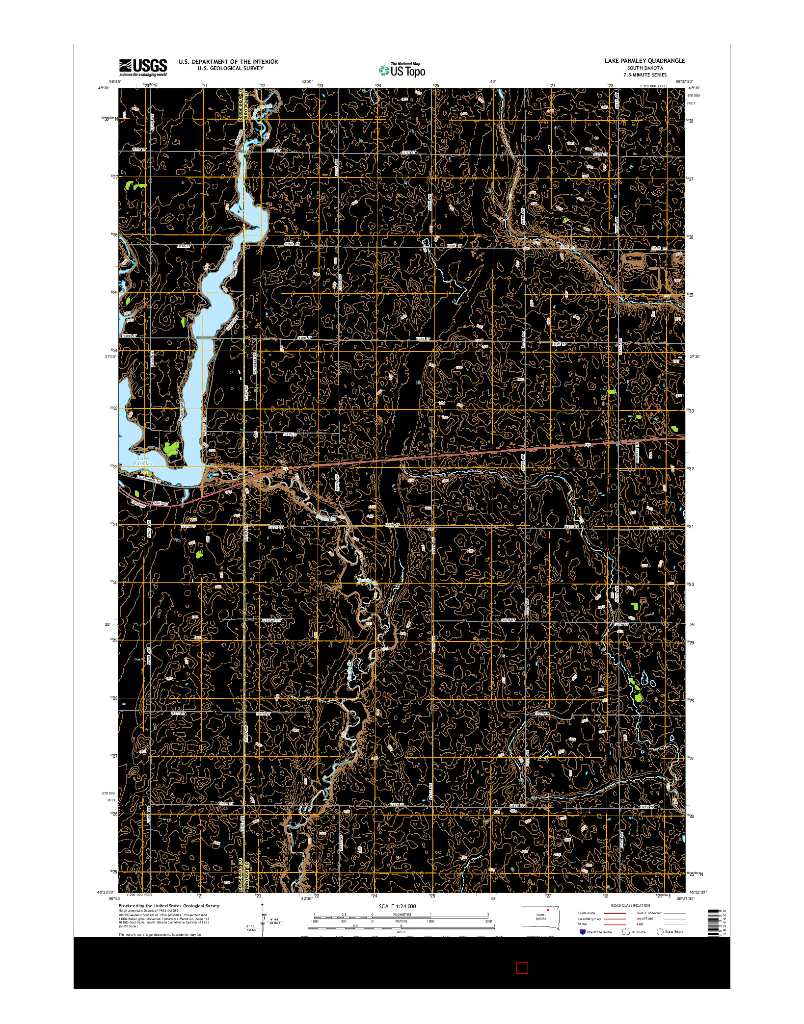 USGS US TOPO 7.5-MINUTE MAP FOR LAKE PARMLEY, SD 2015