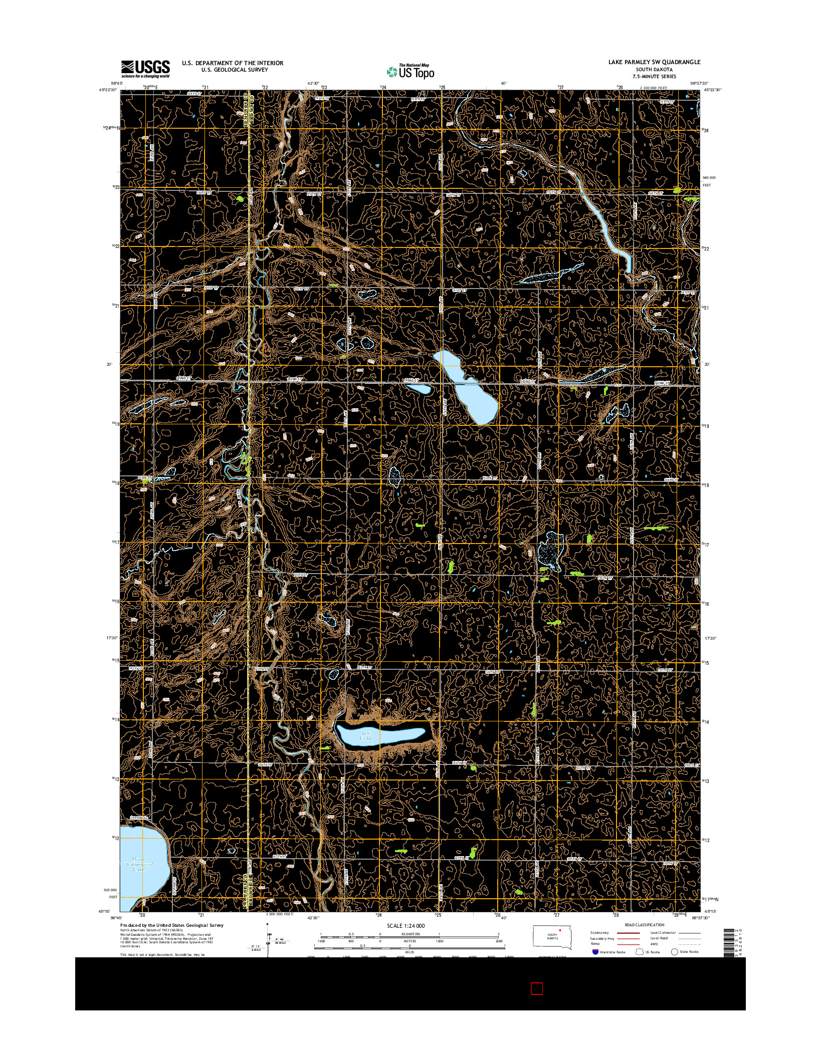 USGS US TOPO 7.5-MINUTE MAP FOR LAKE PARMLEY SW, SD 2015