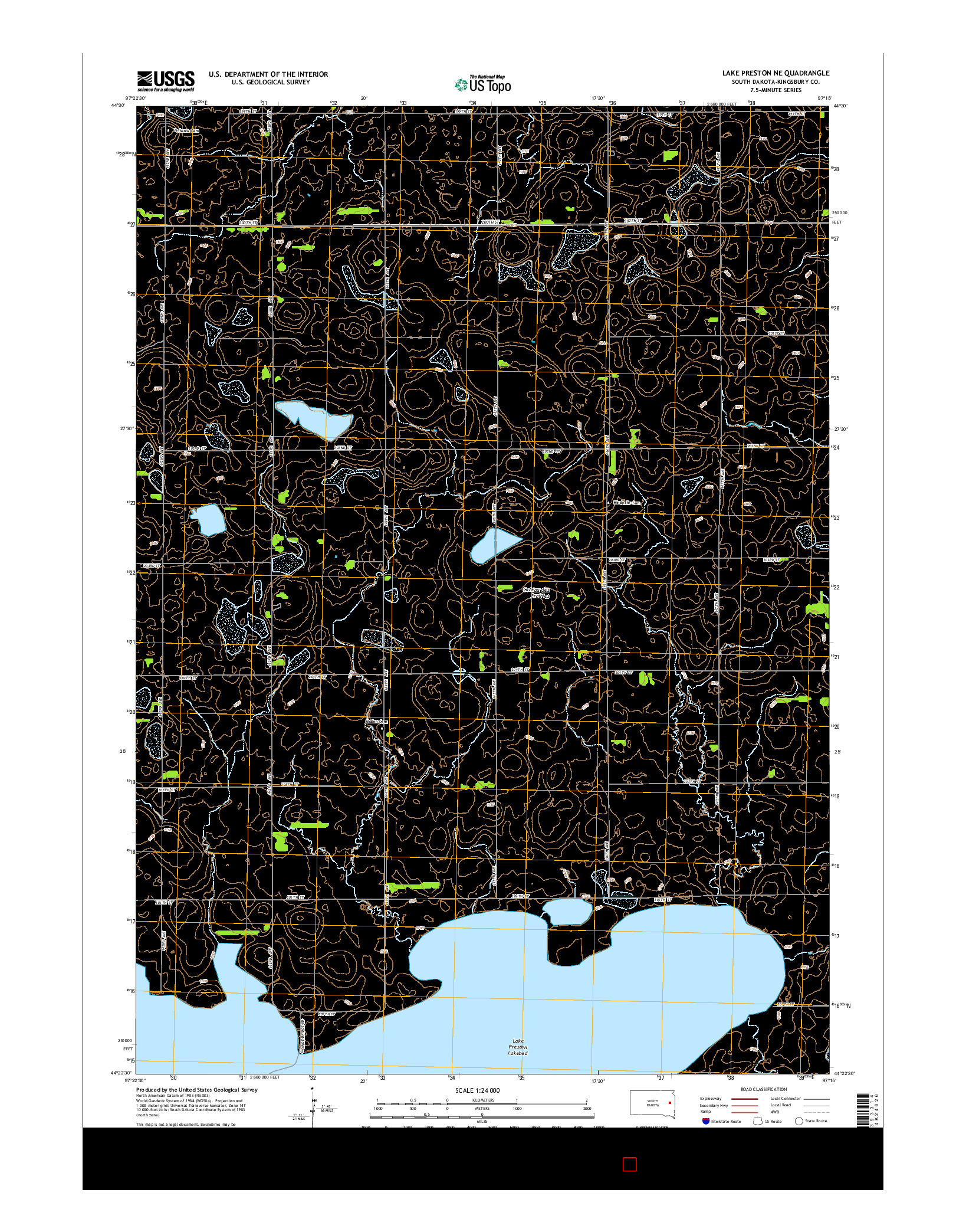USGS US TOPO 7.5-MINUTE MAP FOR LAKE PRESTON NE, SD 2015