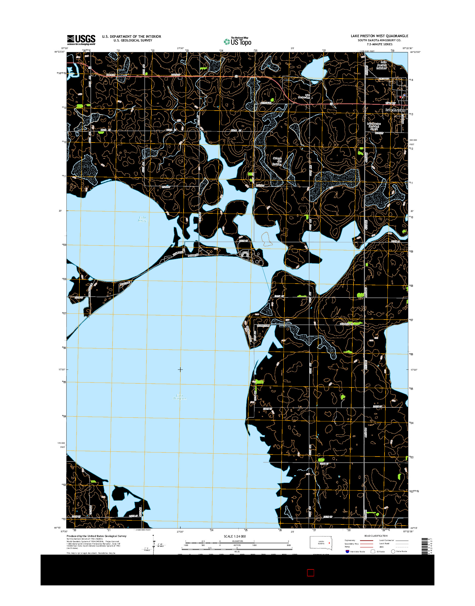 USGS US TOPO 7.5-MINUTE MAP FOR LAKE PRESTON WEST, SD 2015
