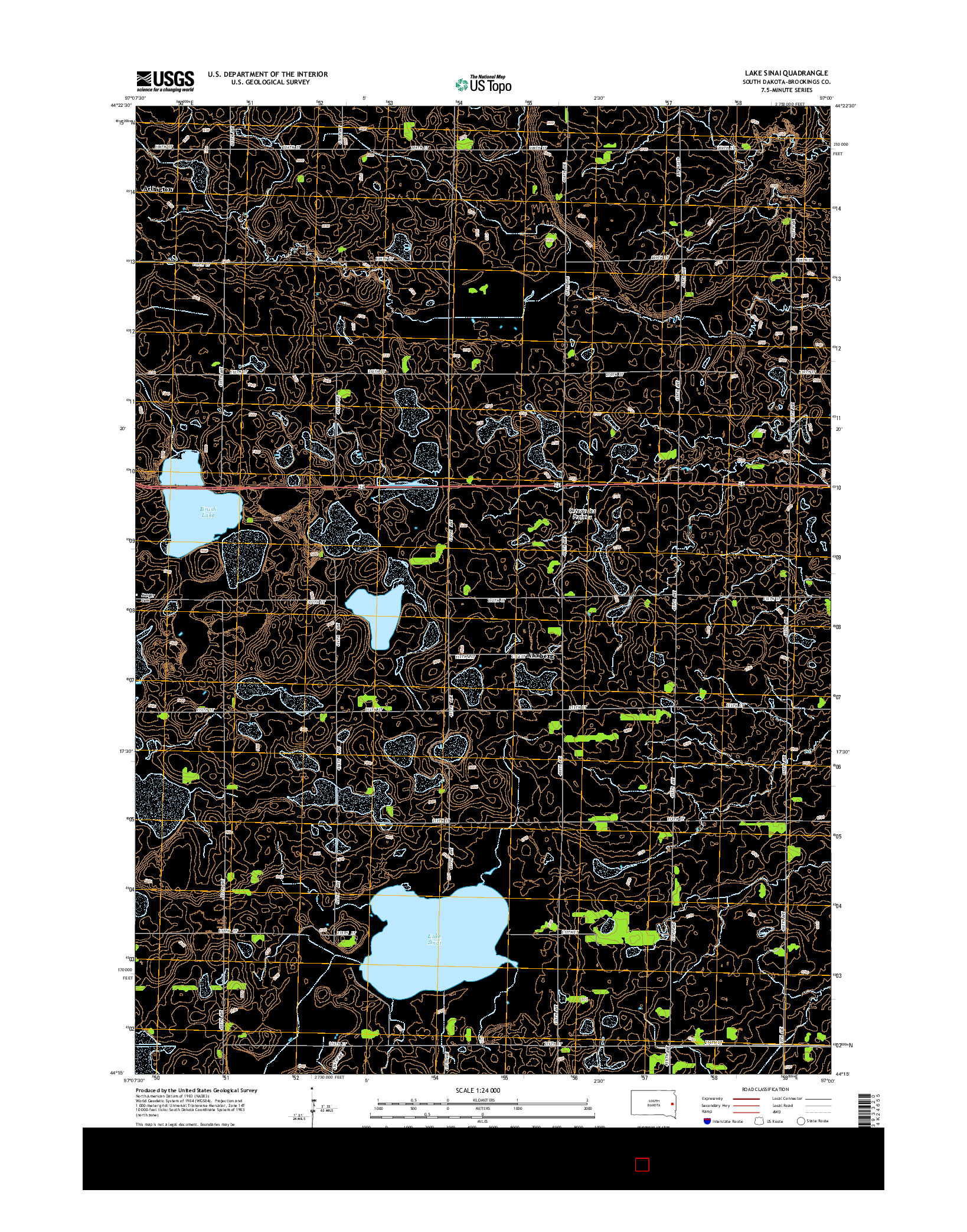 USGS US TOPO 7.5-MINUTE MAP FOR LAKE SINAI, SD 2015