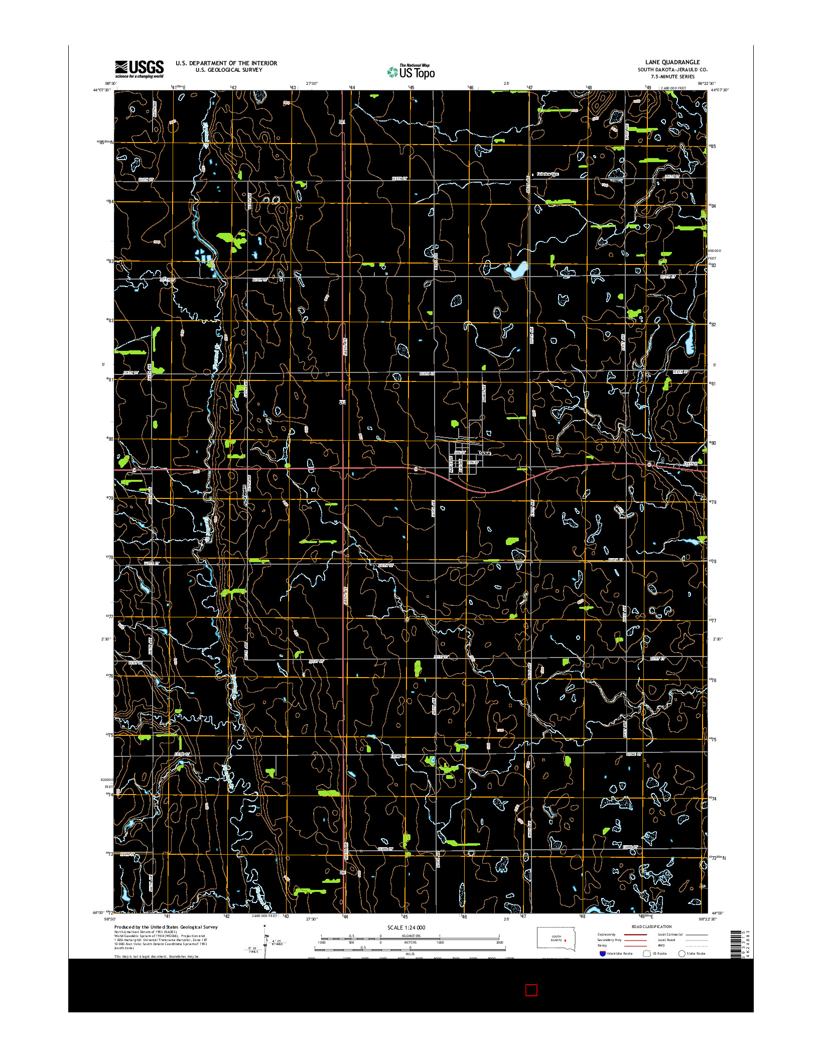 USGS US TOPO 7.5-MINUTE MAP FOR LANE, SD 2015