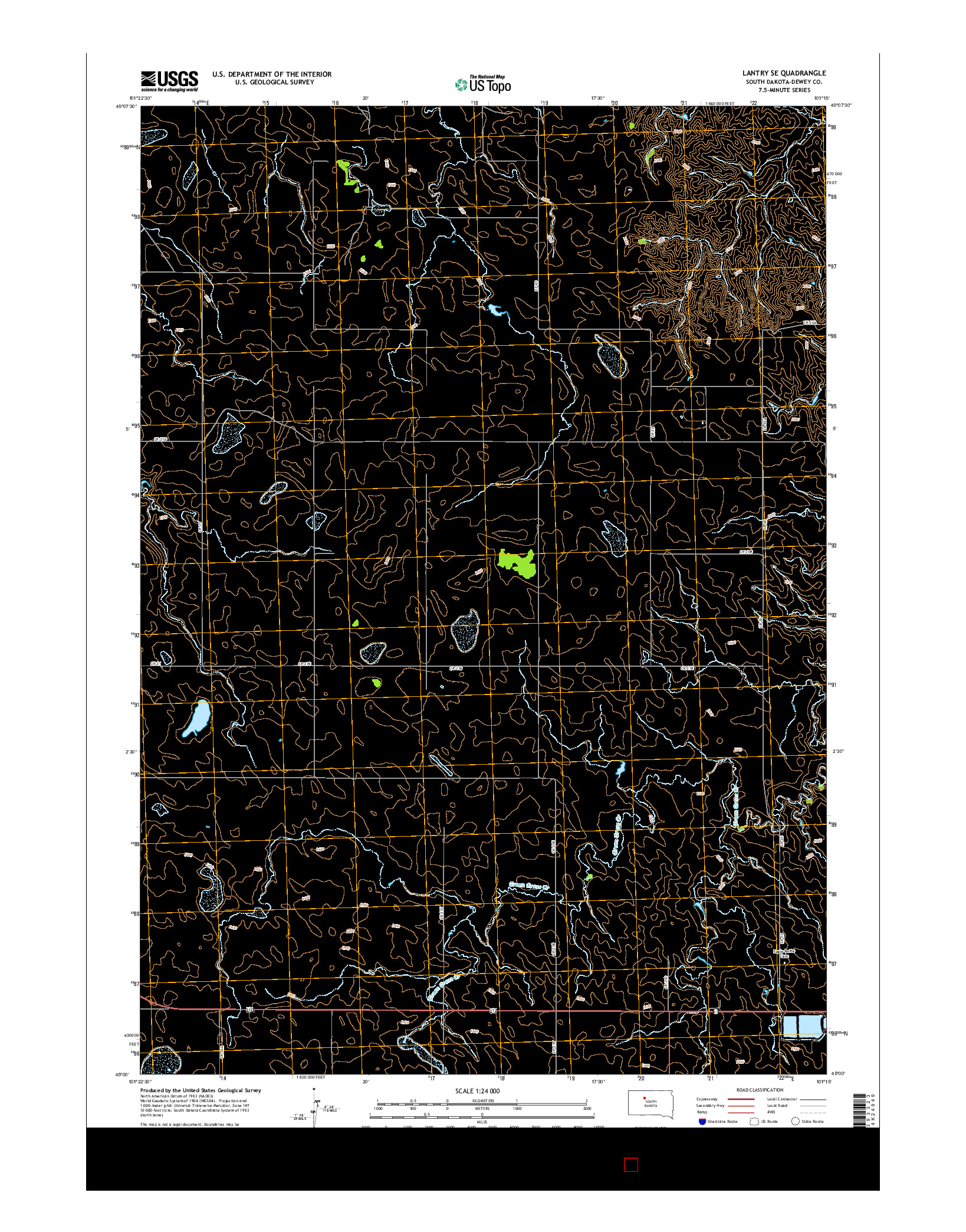 USGS US TOPO 7.5-MINUTE MAP FOR LANTRY SE, SD 2015