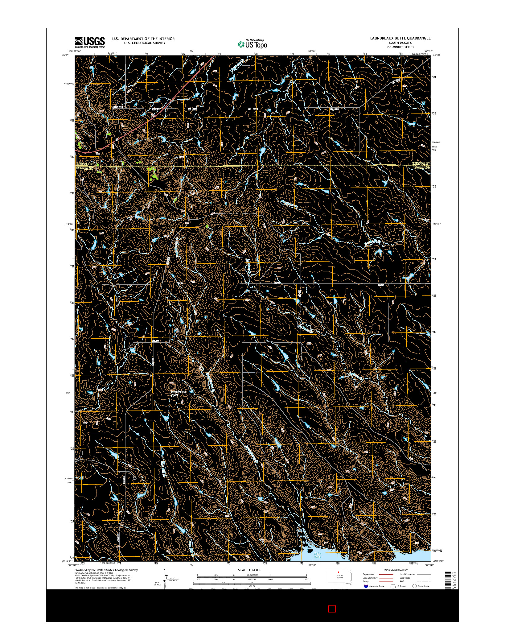 USGS US TOPO 7.5-MINUTE MAP FOR LAUNDREAUX BUTTE, SD 2015