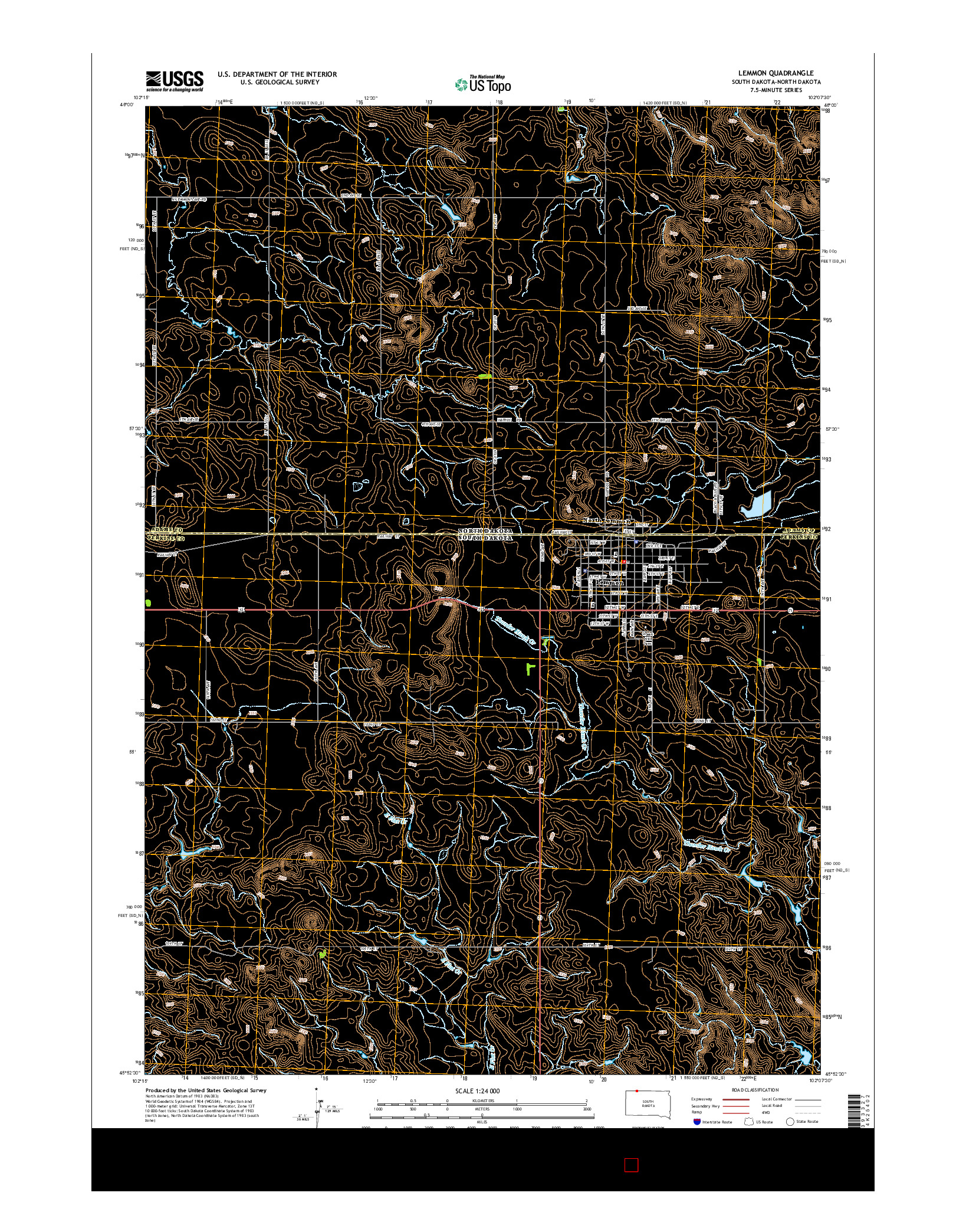 USGS US TOPO 7.5-MINUTE MAP FOR LEMMON, SD-ND 2015