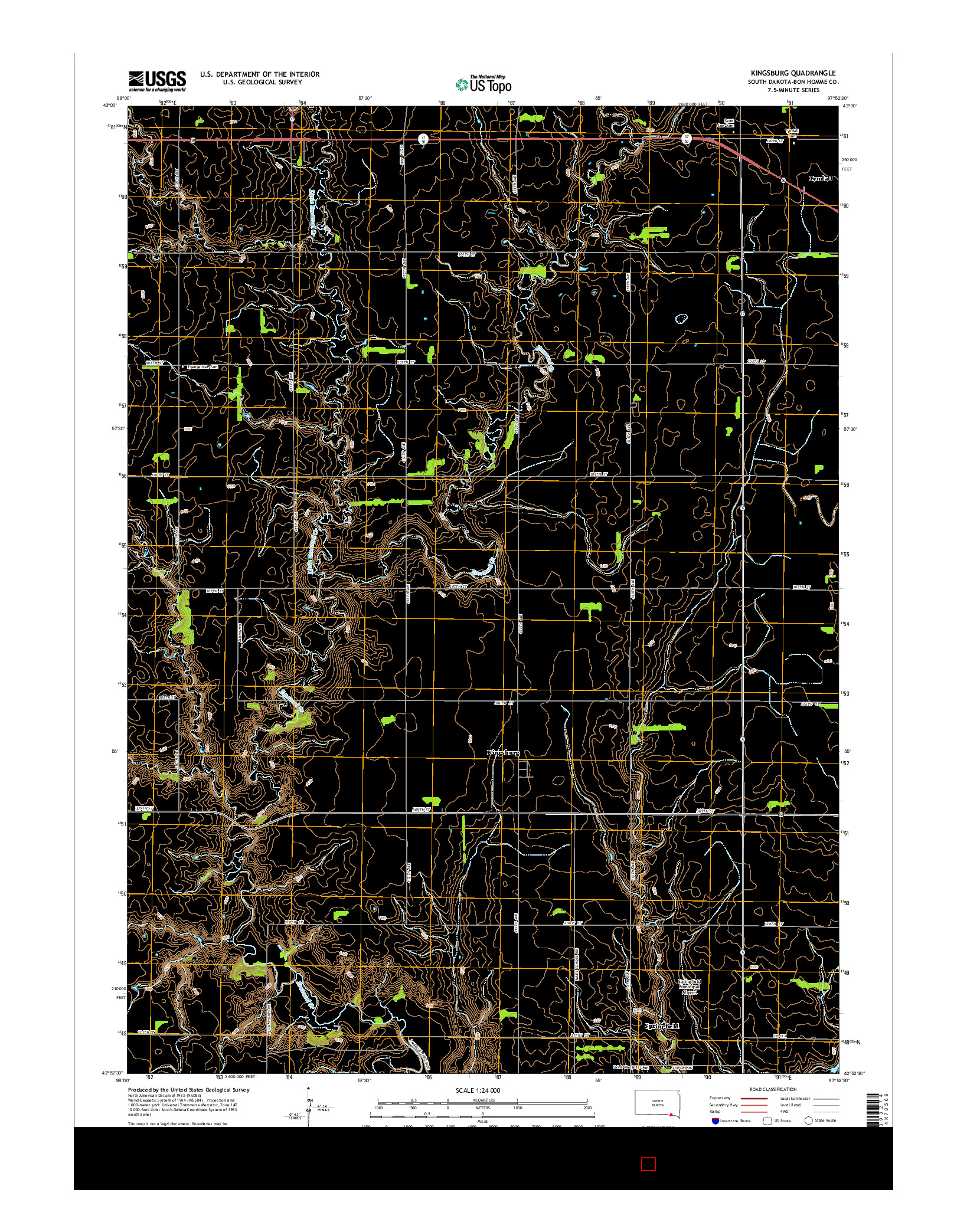 USGS US TOPO 7.5-MINUTE MAP FOR KINGSBURG, SD 2015