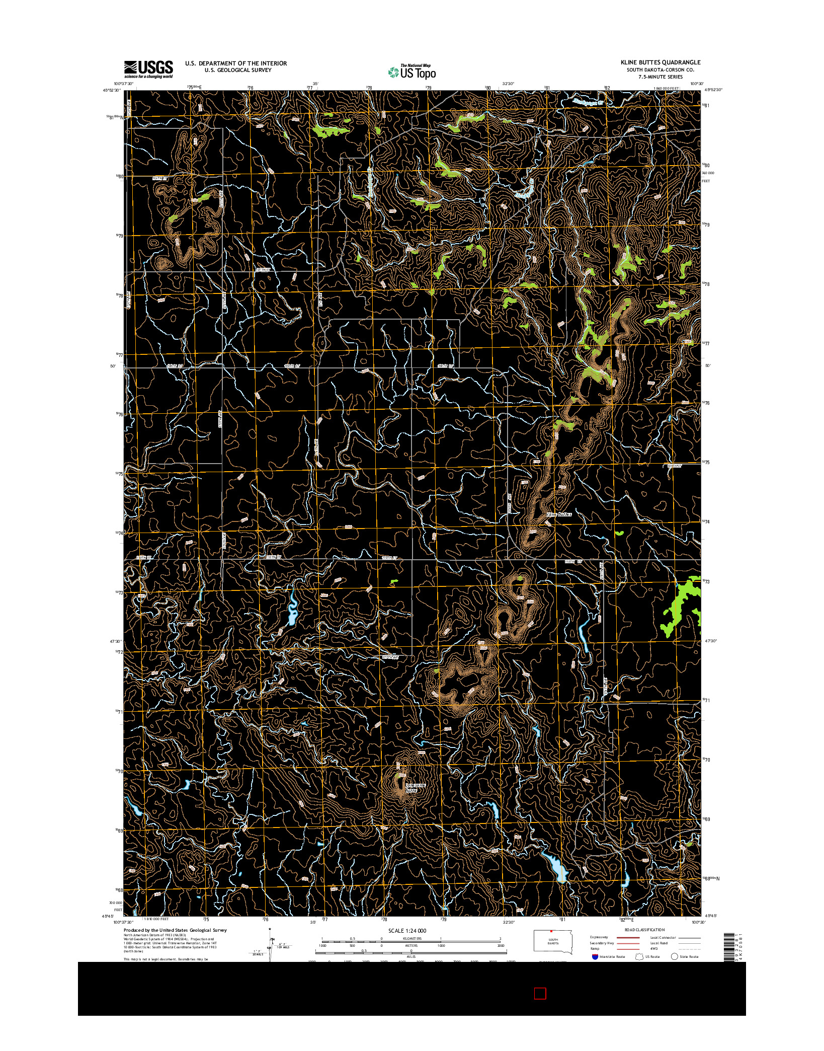 USGS US TOPO 7.5-MINUTE MAP FOR KLINE BUTTES, SD 2015