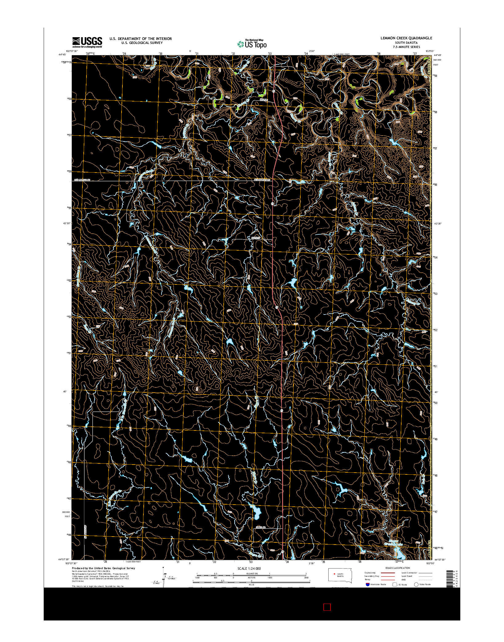 USGS US TOPO 7.5-MINUTE MAP FOR LEMMON CREEK, SD 2015