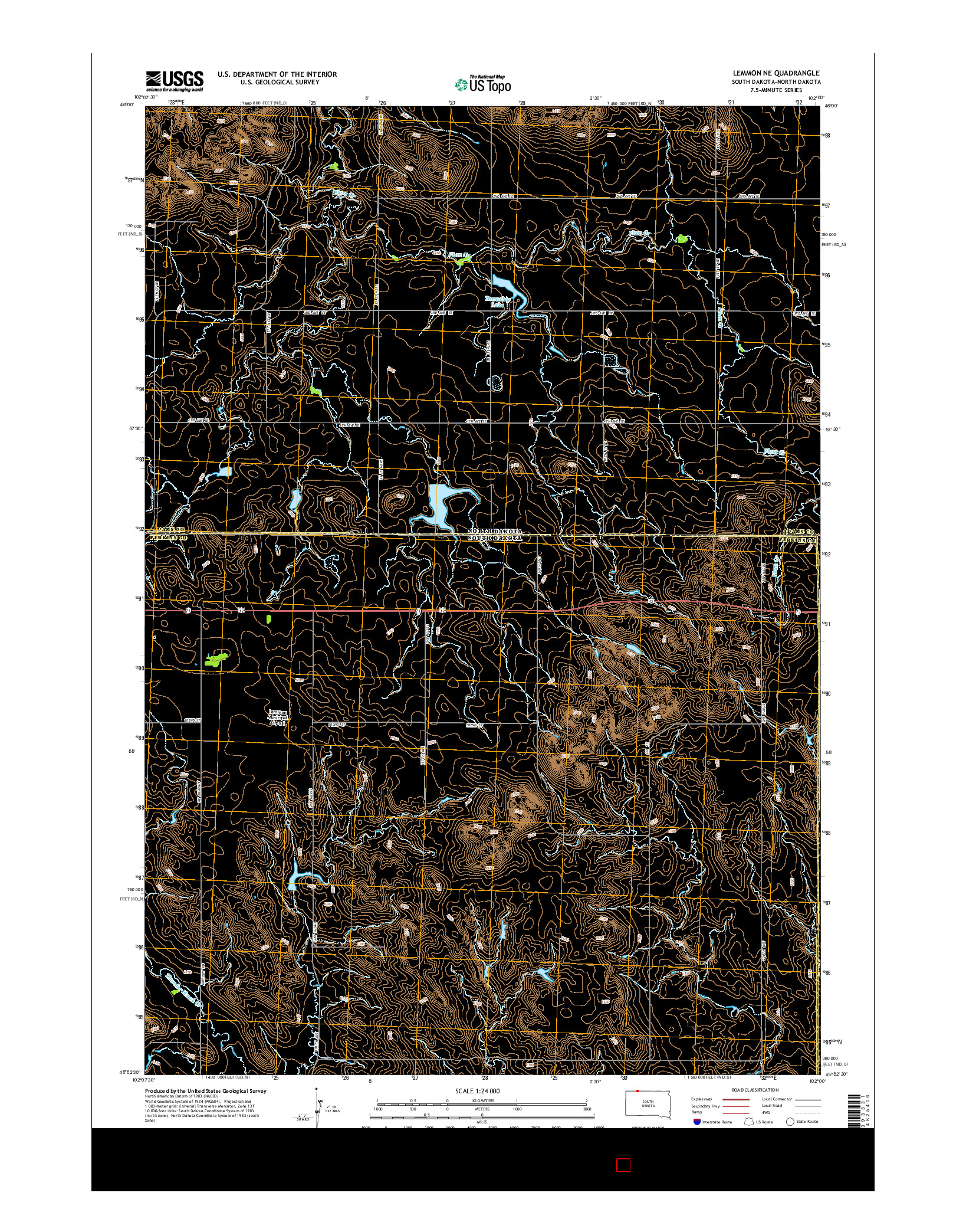 USGS US TOPO 7.5-MINUTE MAP FOR LEMMON NE, SD-ND 2015