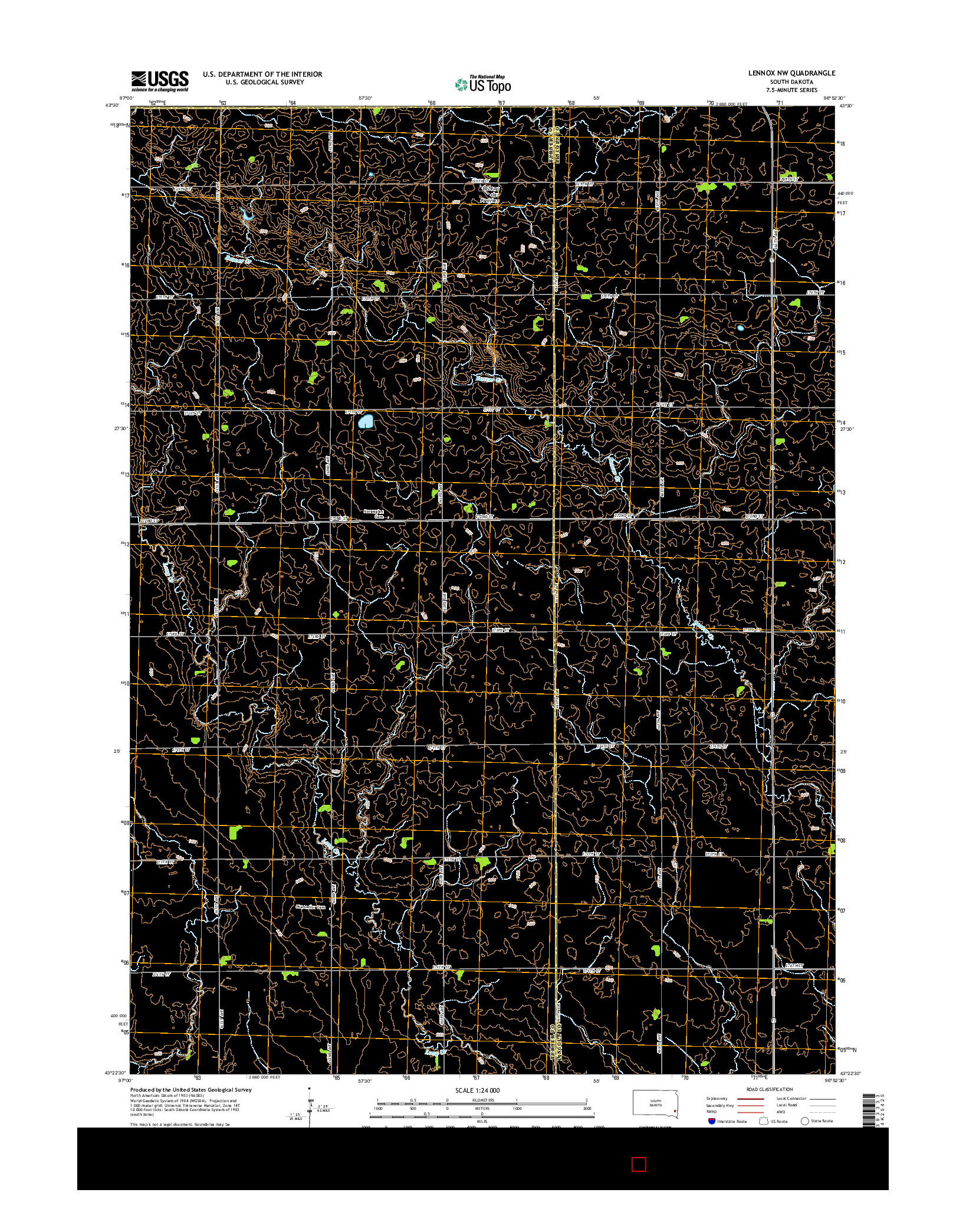 USGS US TOPO 7.5-MINUTE MAP FOR LENNOX NW, SD 2015